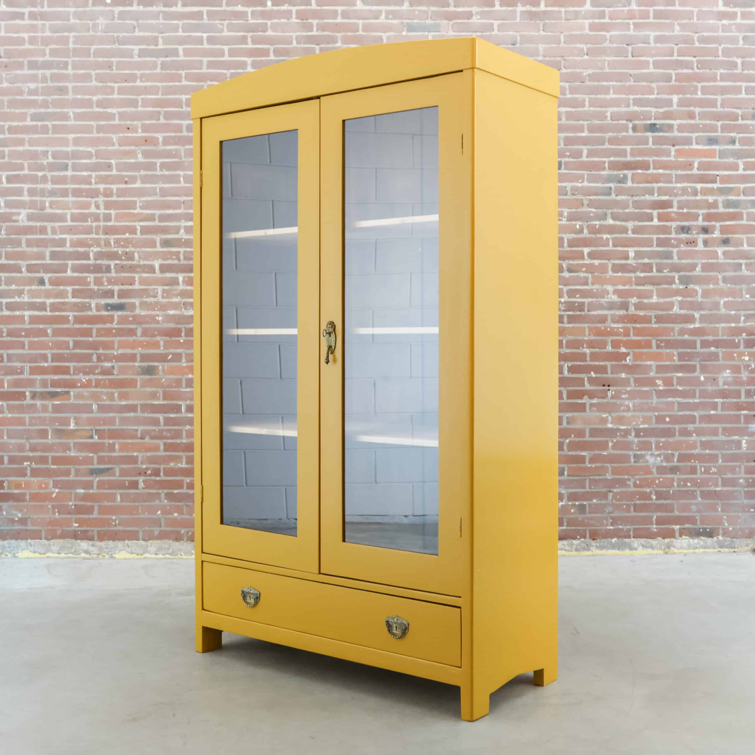 Brocante gele vitrinekast - Afbeelding 7