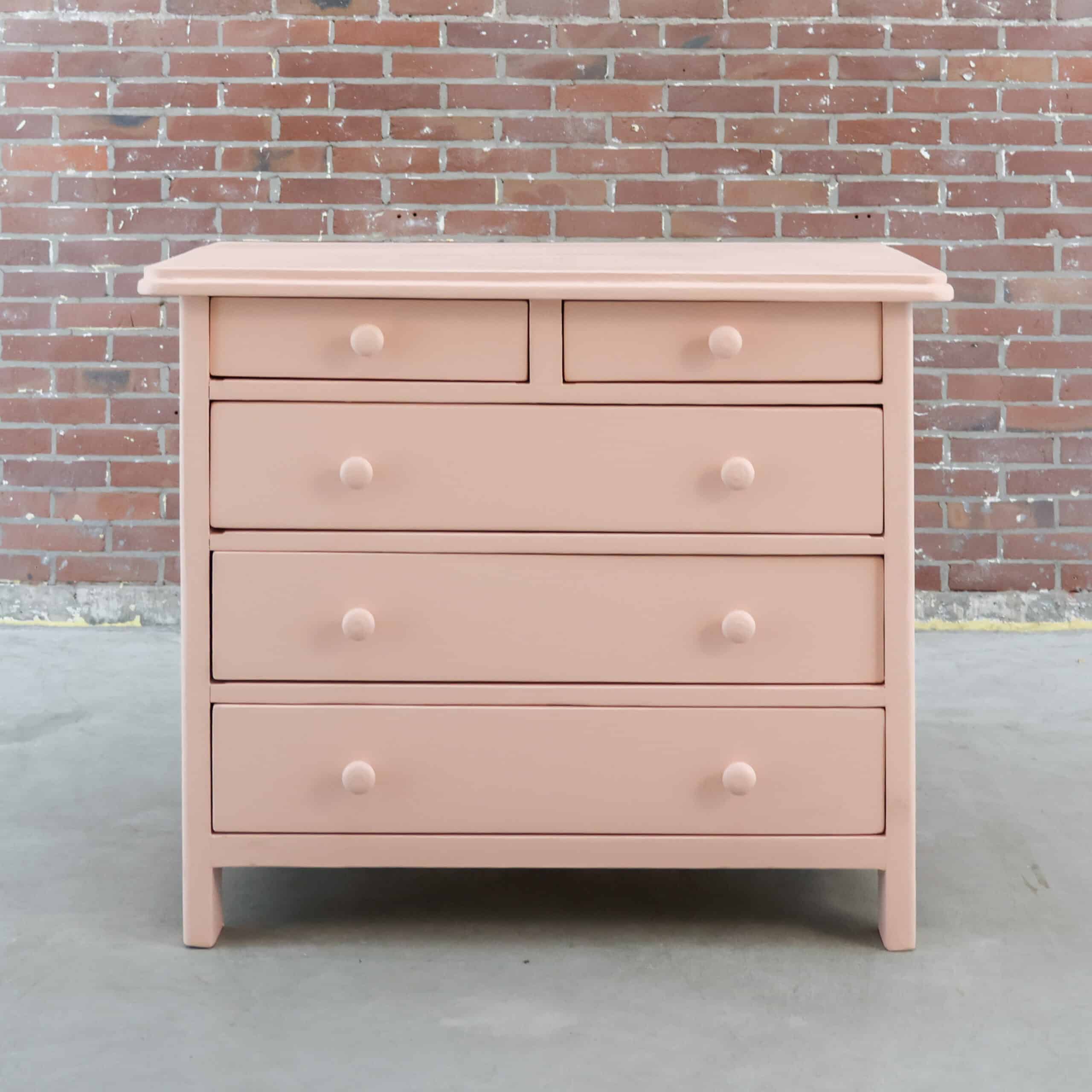 Brocante roze ladekast