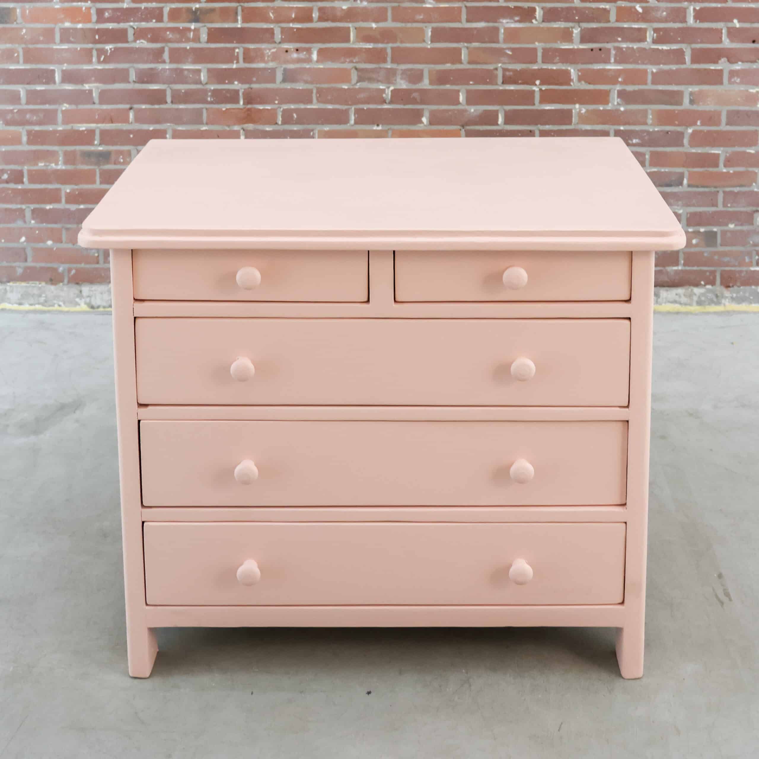 Brocante roze ladekast - Afbeelding 2