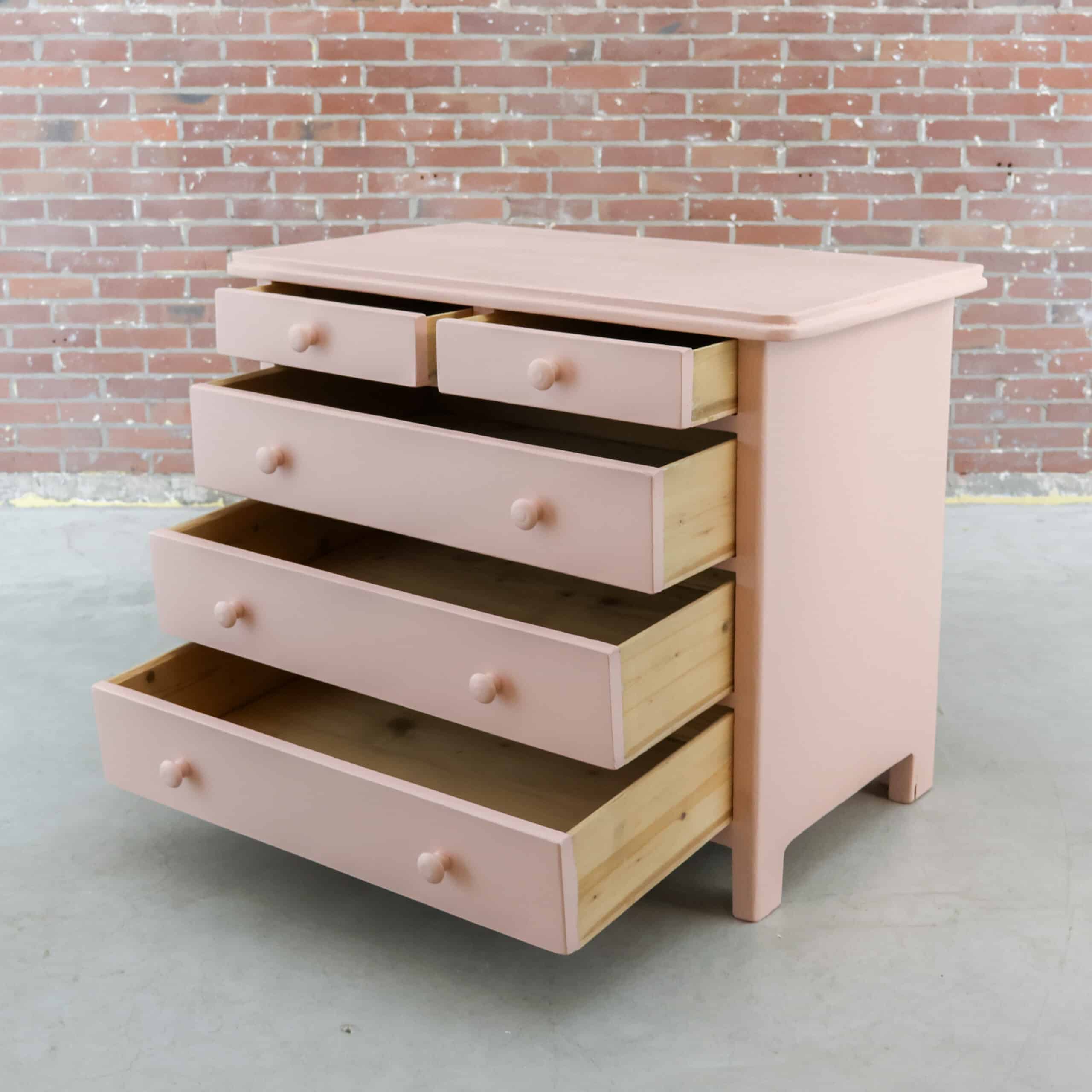 Brocante roze ladekast - Afbeelding 7