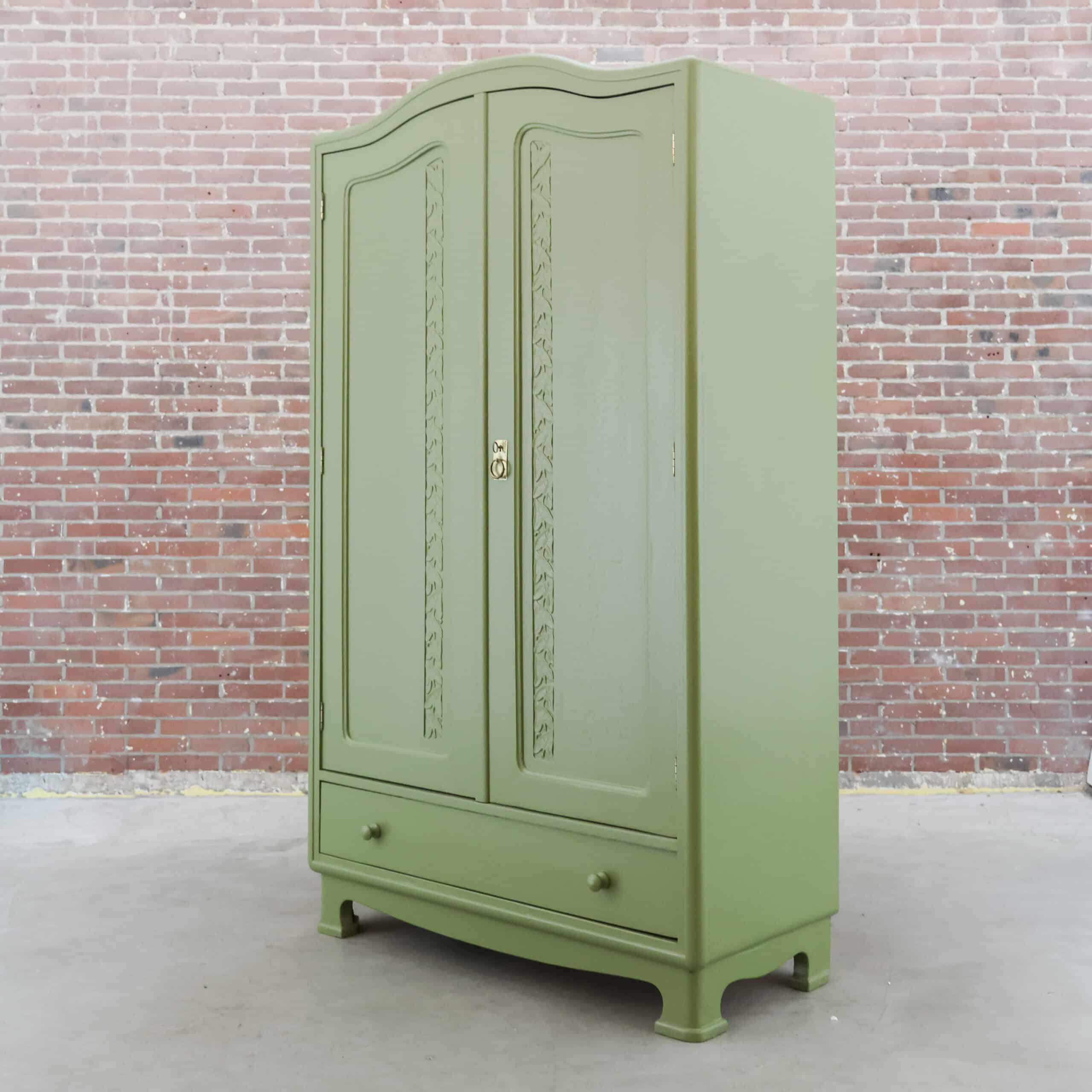 Brocante groene linnenkast - Afbeelding 8