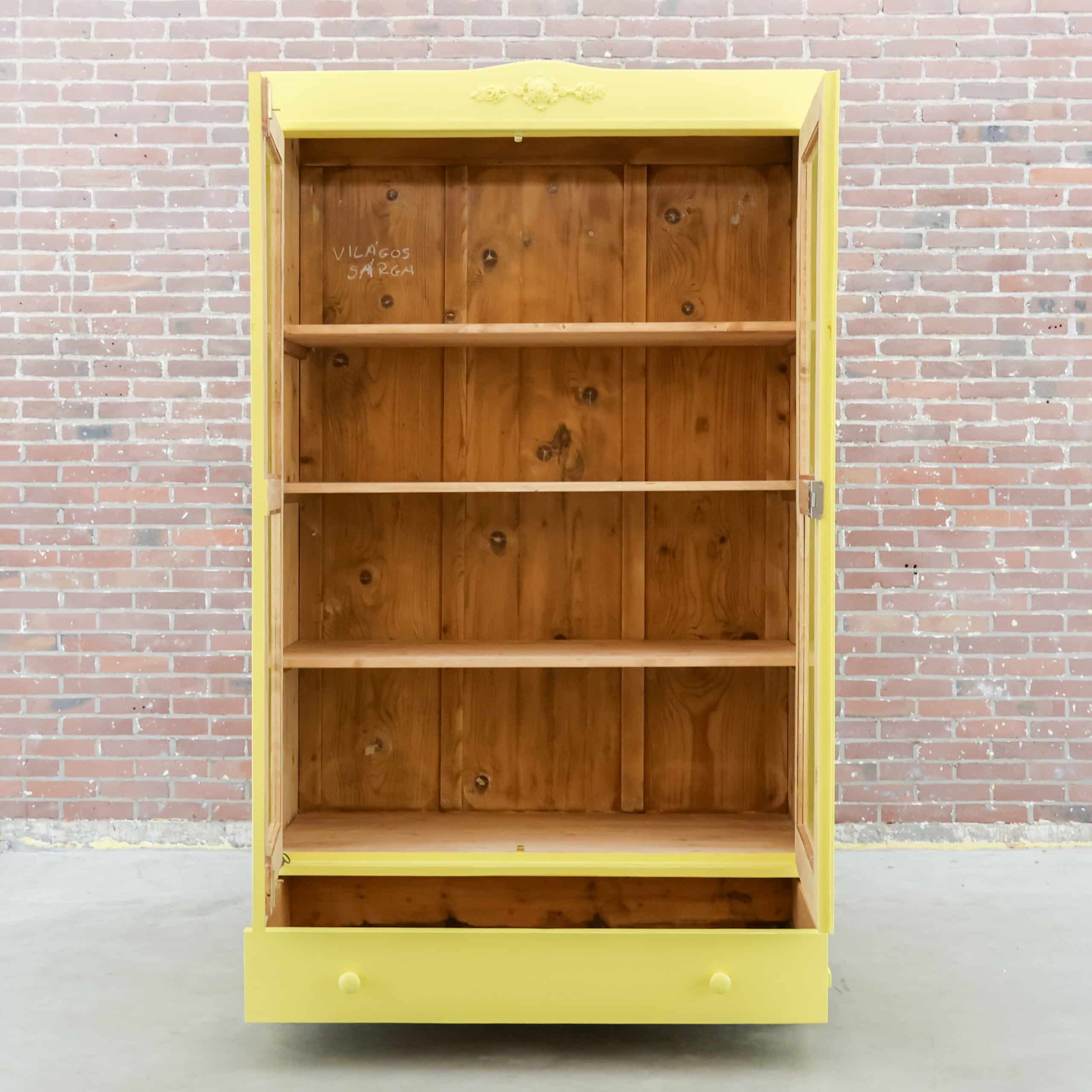 Brocante gele vitrinekast – Bild 2