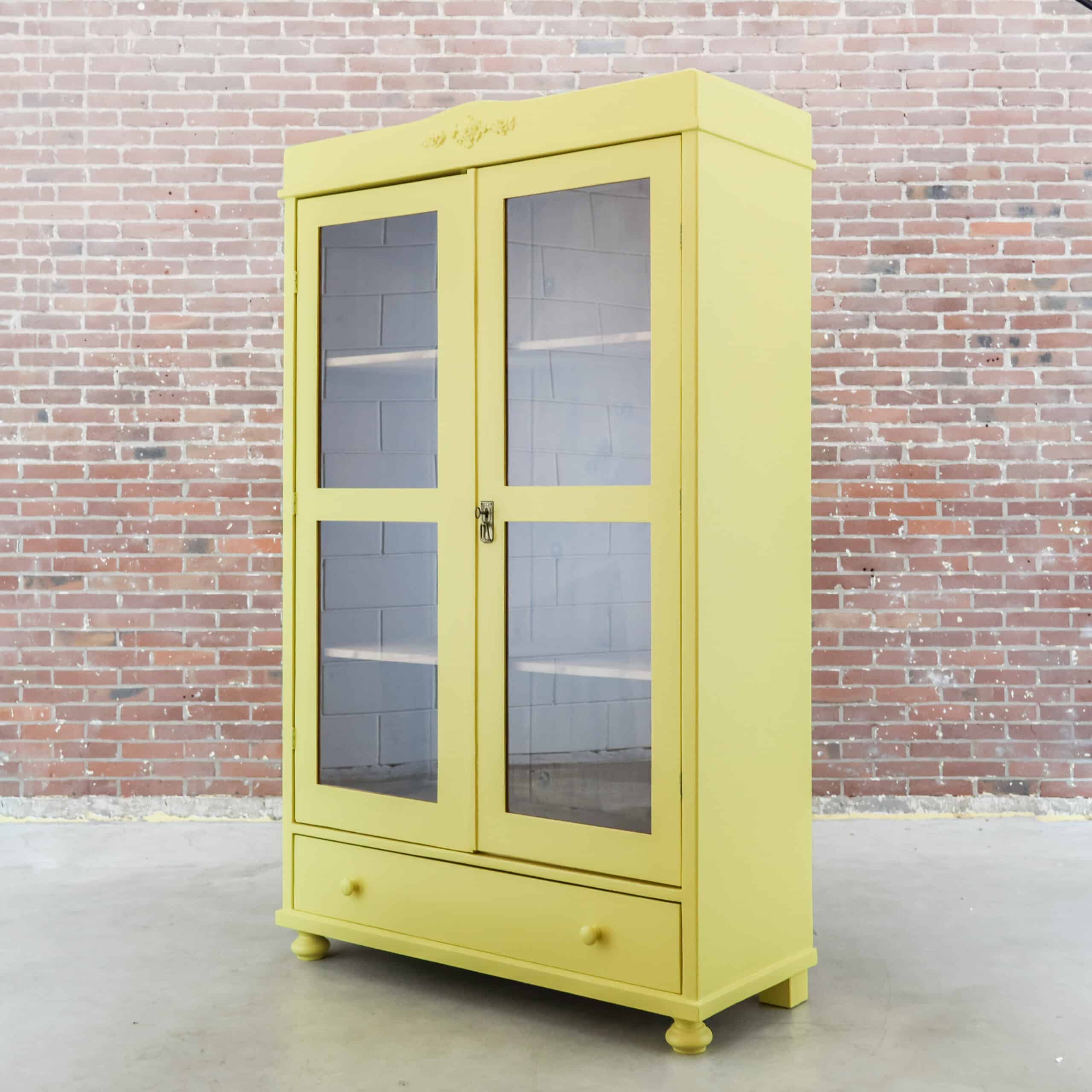 Brocante gele vitrinekast – Bild 8