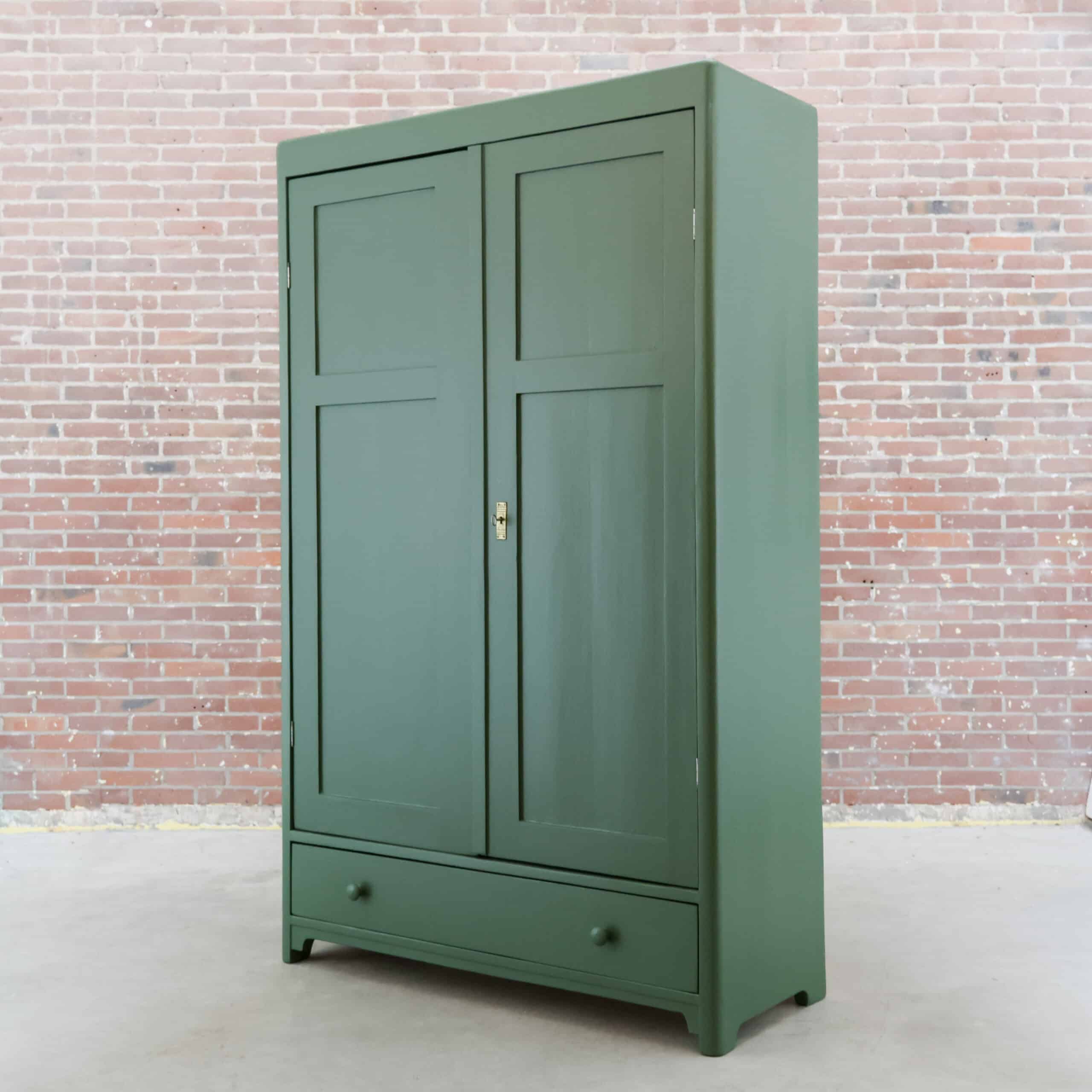 Brocante groene linnenkast - Afbeelding 7
