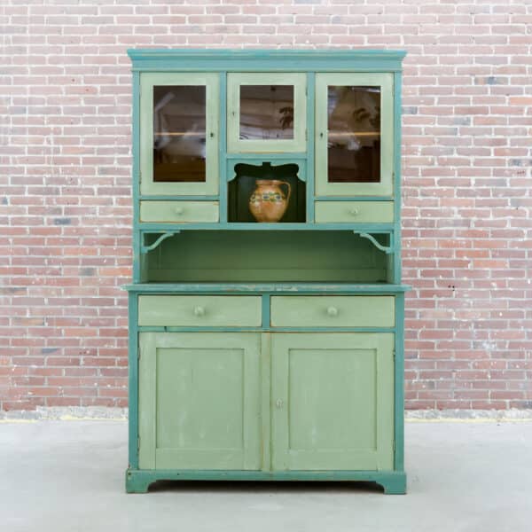 Brocante groene buffetkast