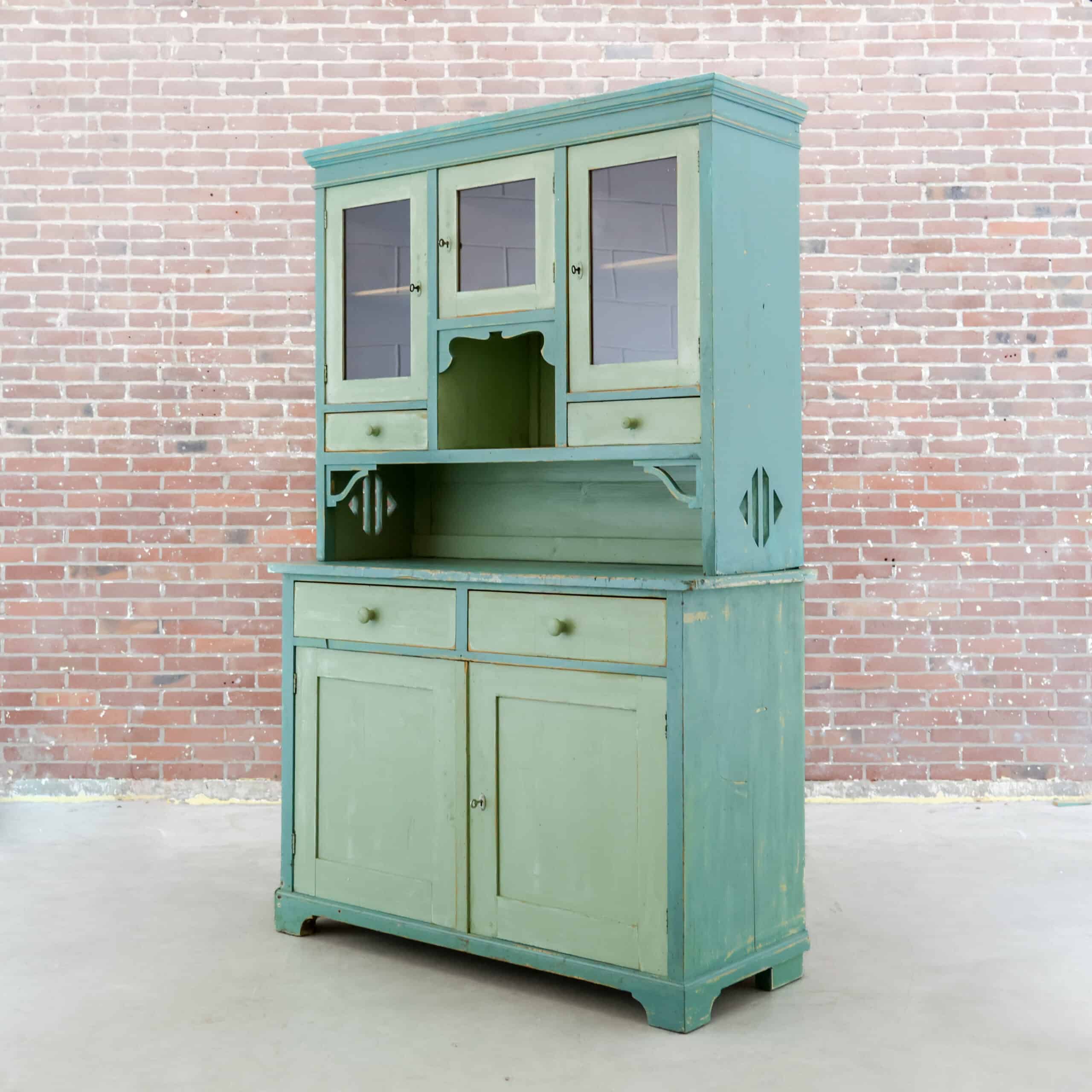 Brocante groene buffetkast - Afbeelding 9