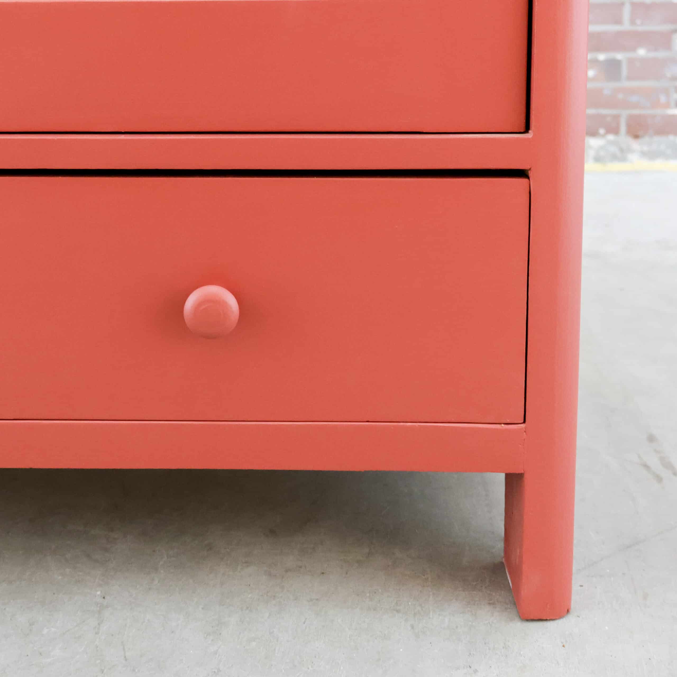 Brocante rode linnenkast - Afbeelding 6