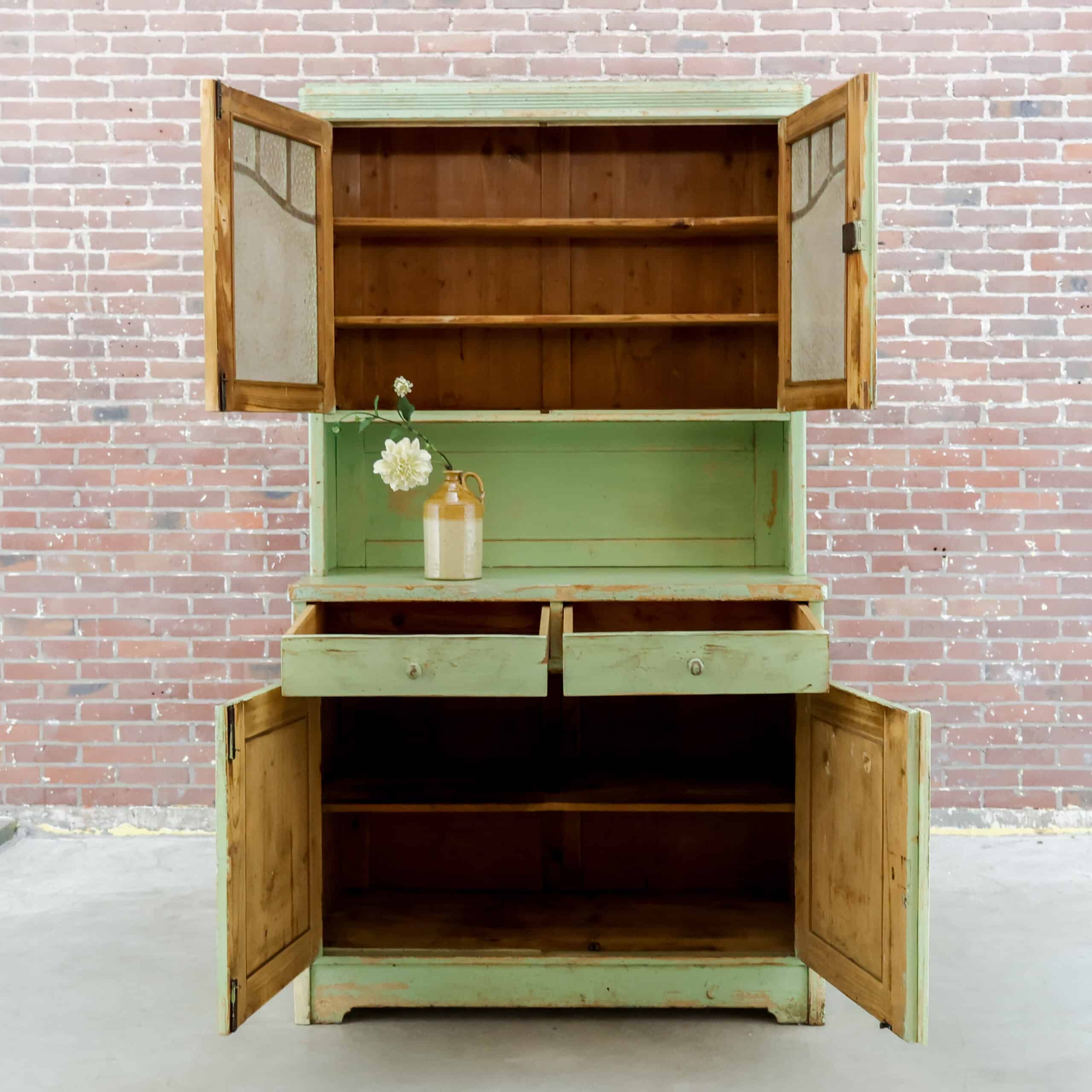 Brocante groene buffetkast - Afbeelding 2