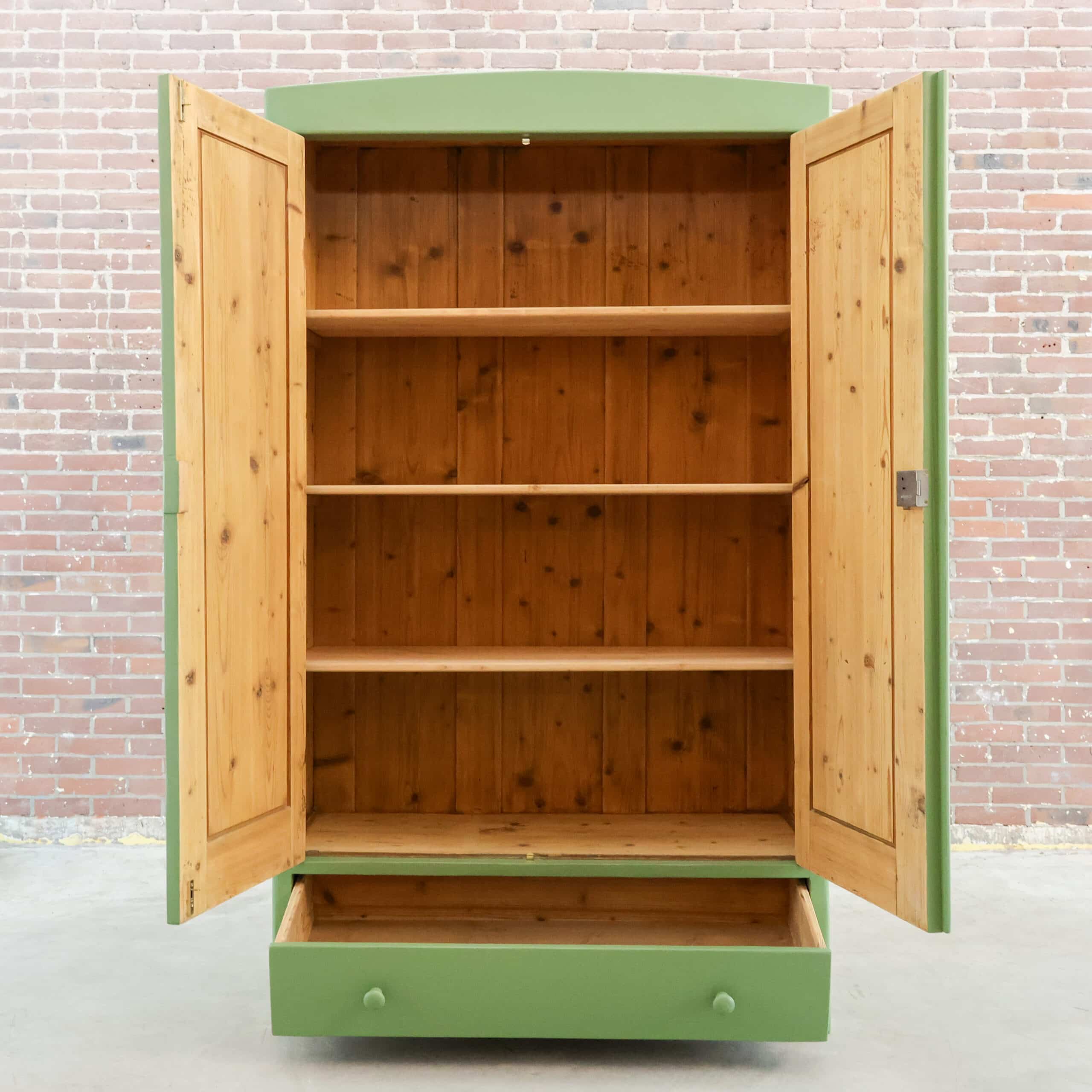 Brocante groene linnenkast – Bild 2
