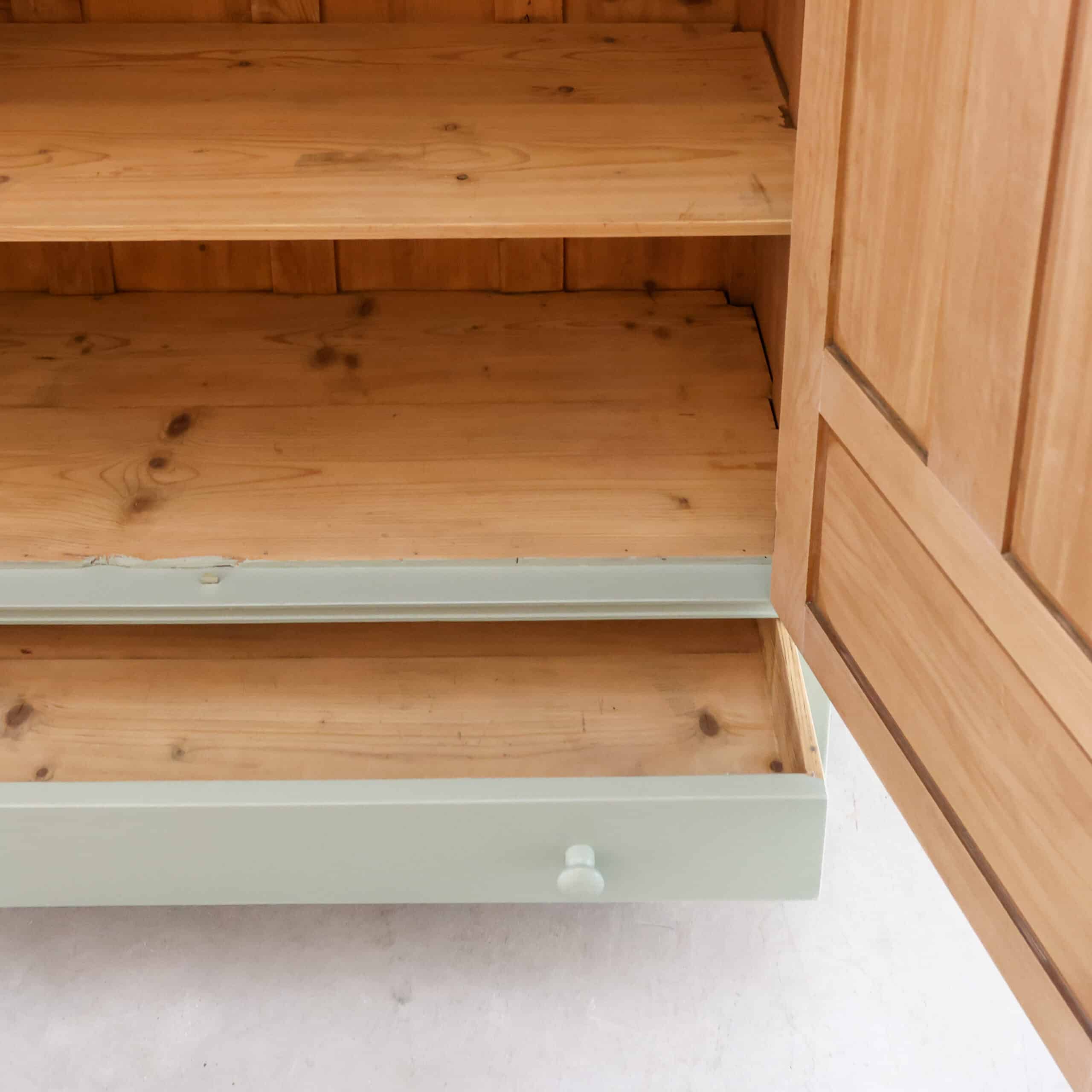 Brocante crème groene linnenkast - Afbeelding 3