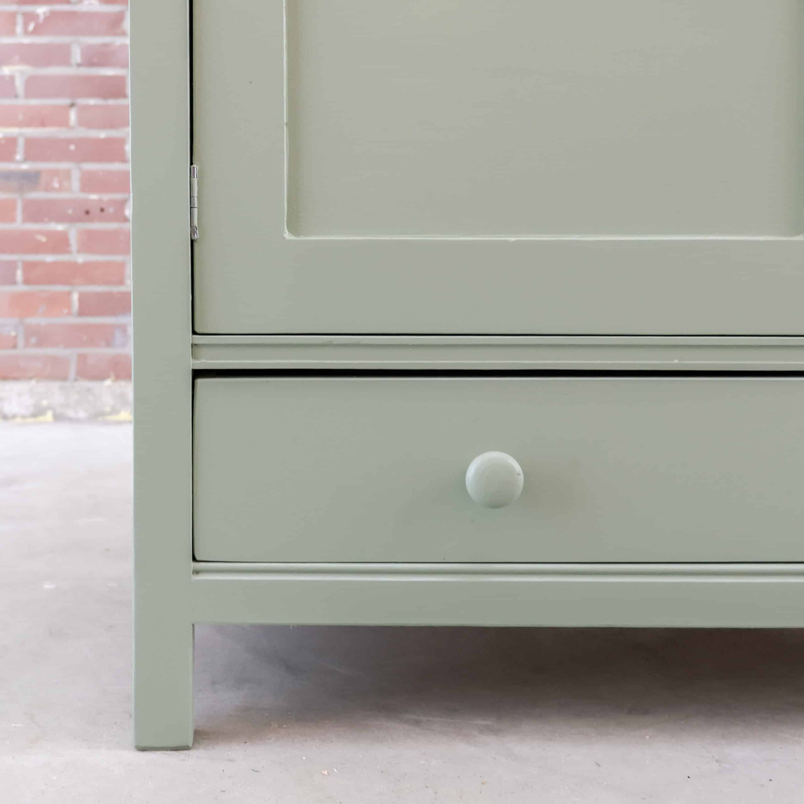 Brocante crème groene linnenkast - Afbeelding 10