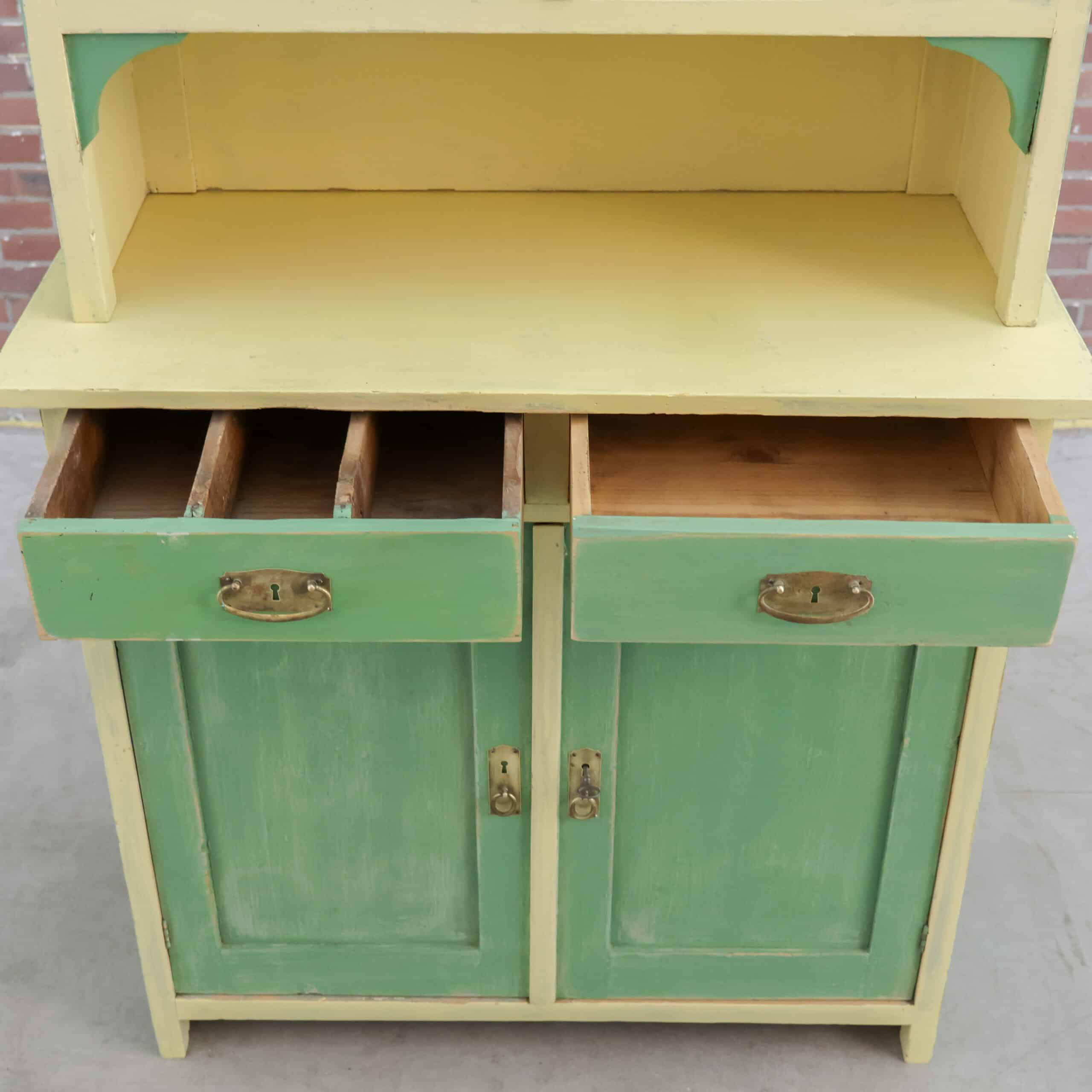 Brocante groene buffetkast - Afbeelding 6
