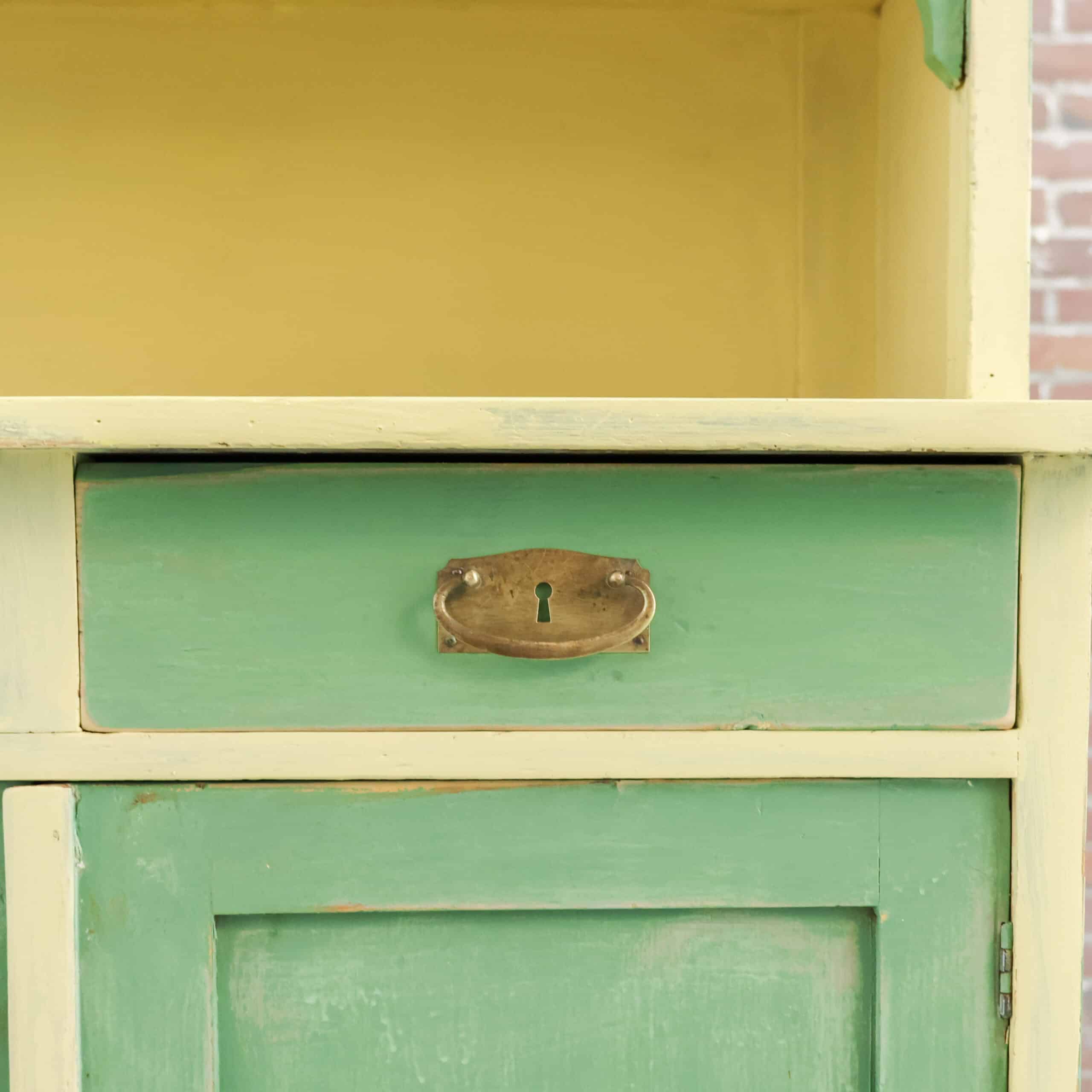 Brocante groene buffetkast - Afbeelding 9