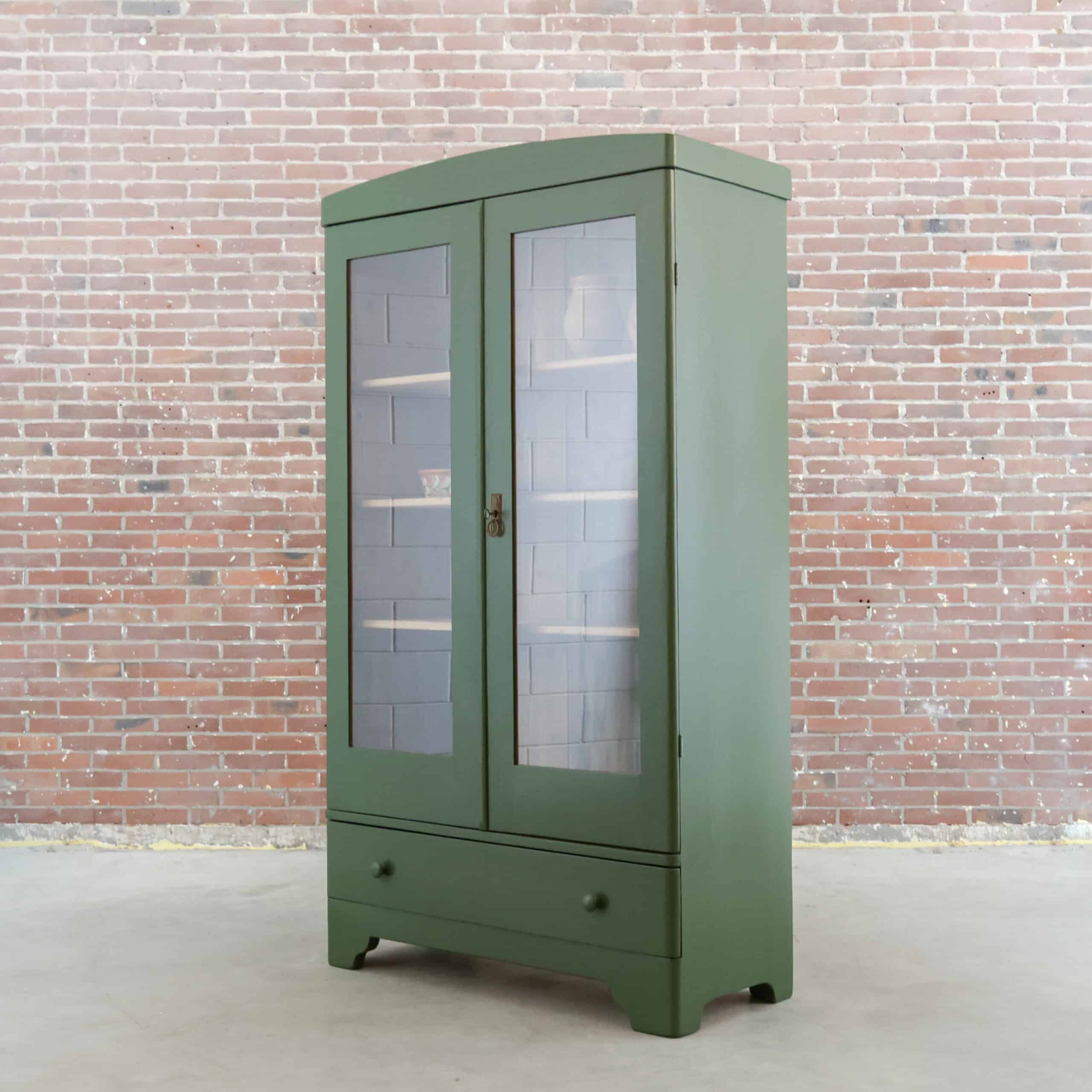 Brocante groene vitrinekast - Afbeelding 10