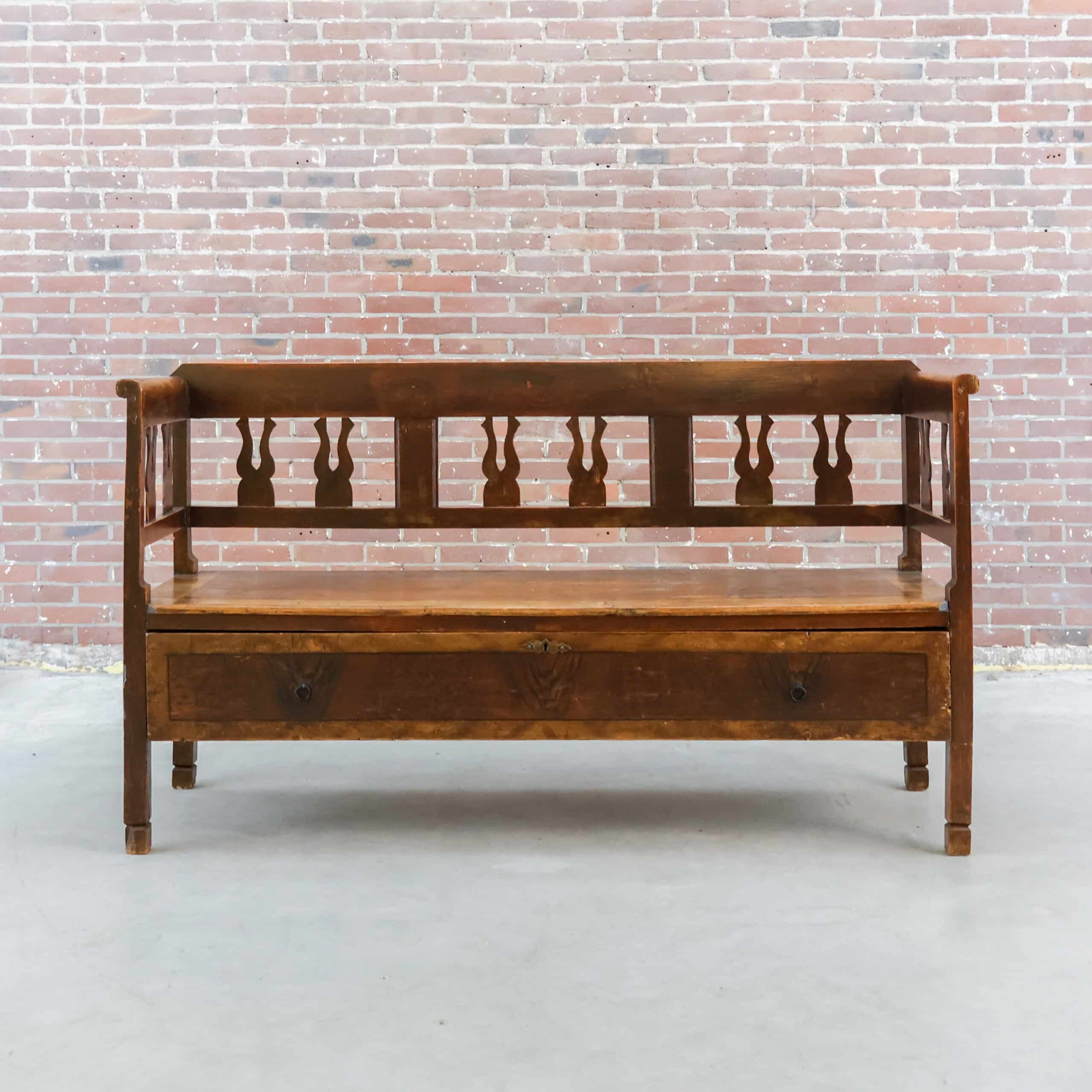 Brocante houten bank - grote la