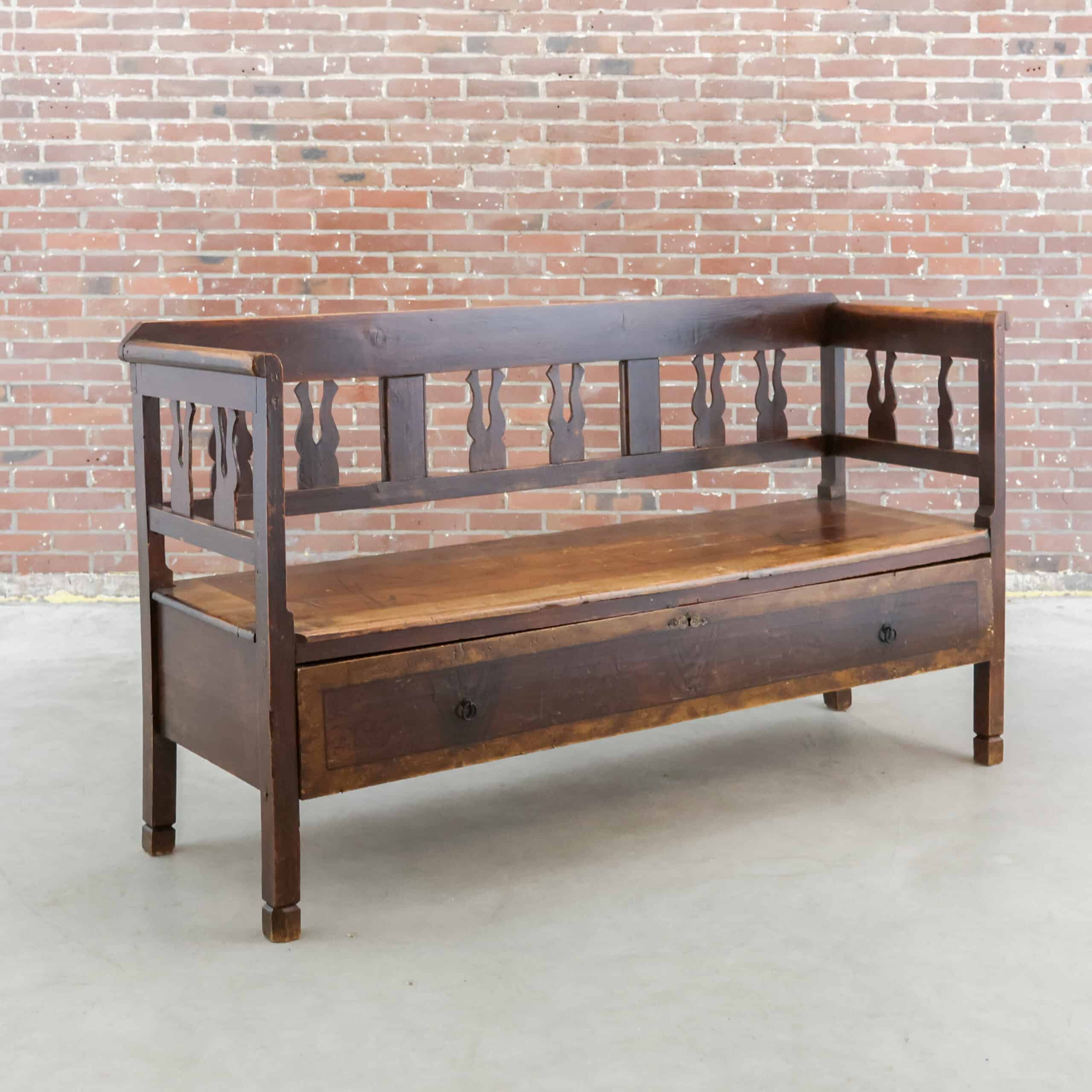 Brocante houten bank - grote la - Afbeelding 12