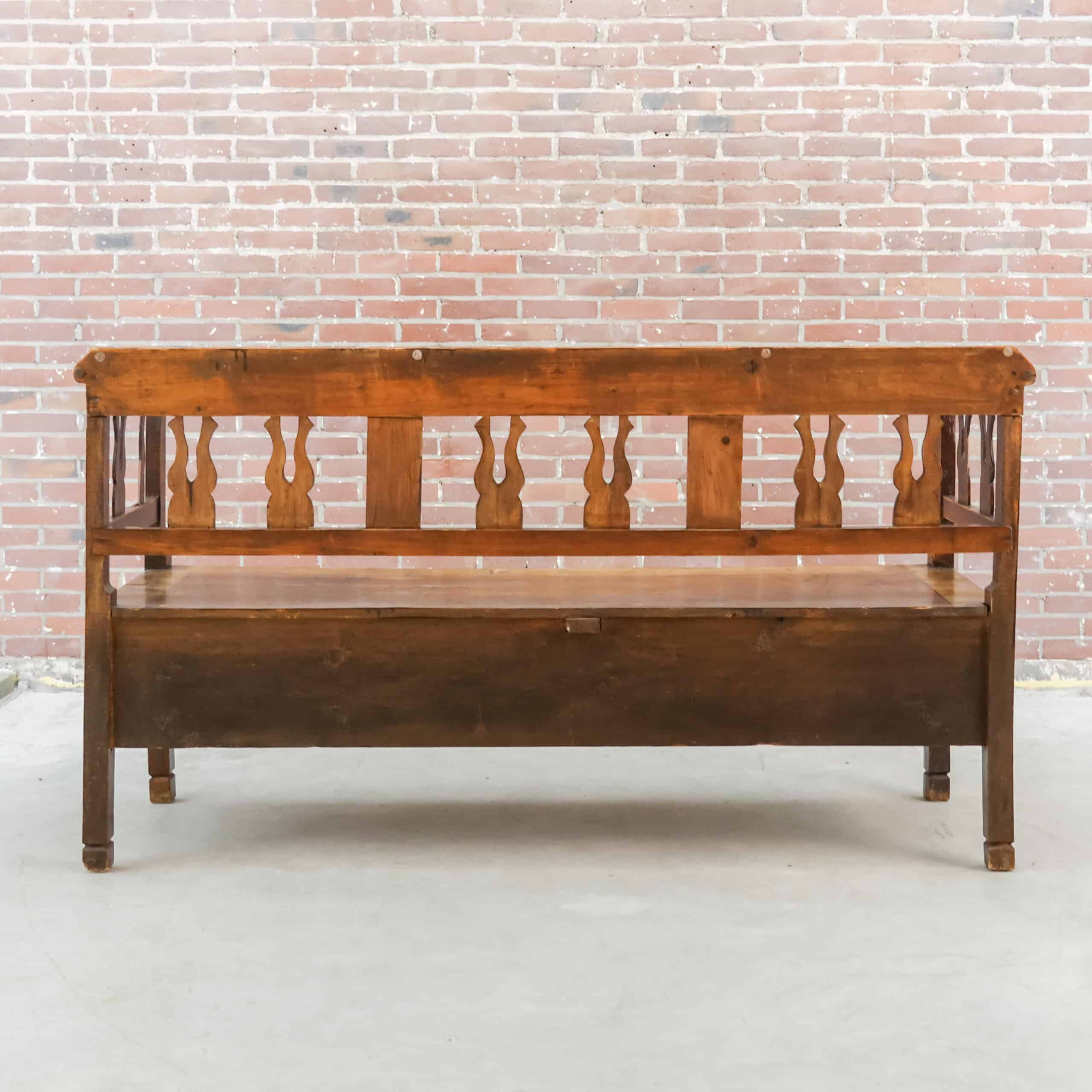 Brocante houten bank - grote la - Afbeelding 14