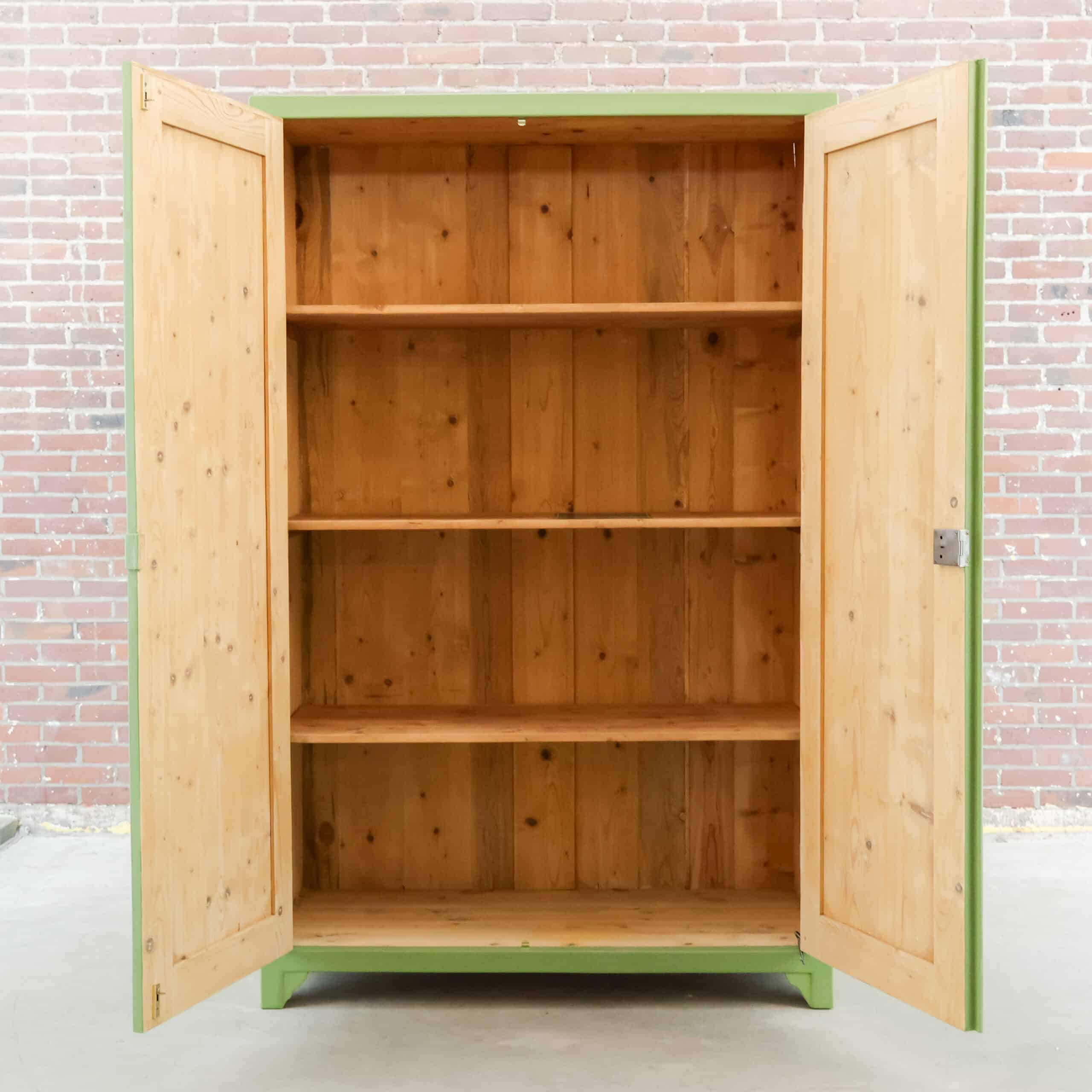 Brocante groene linnenkast - Afbeelding 2
