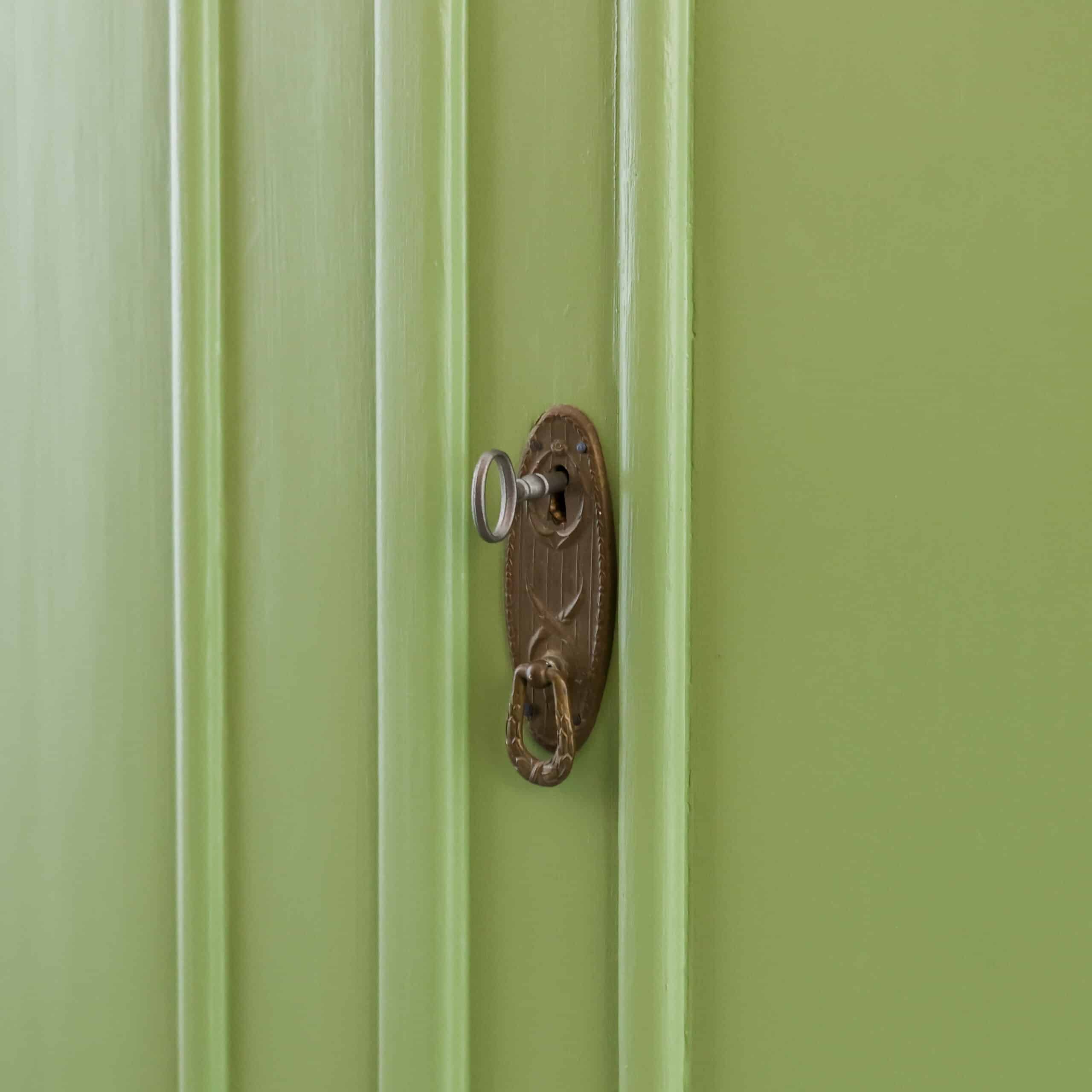 Brocante groene linnenkast - Afbeelding 5