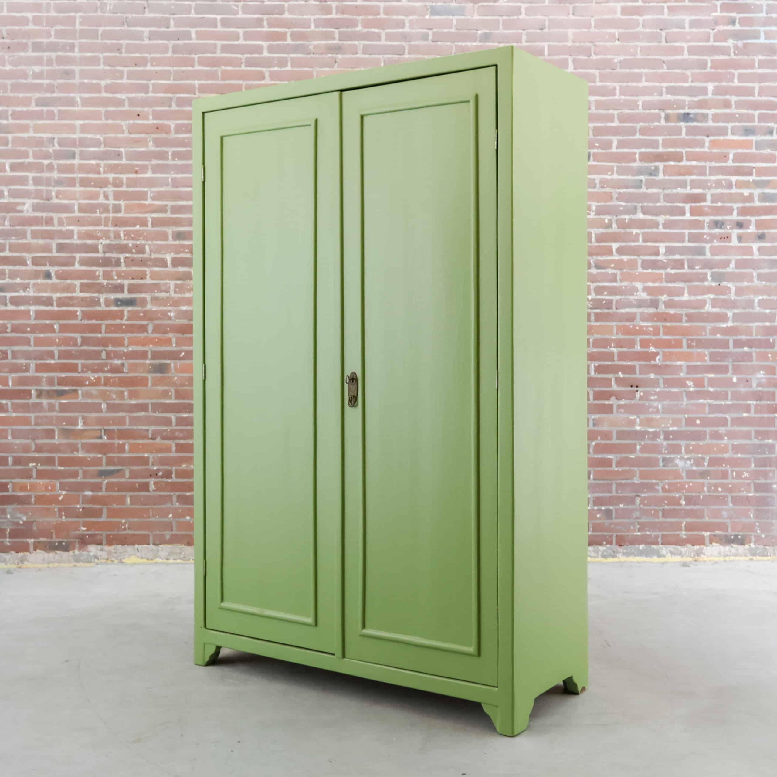 Brocante groene linnenkast - Afbeelding 7