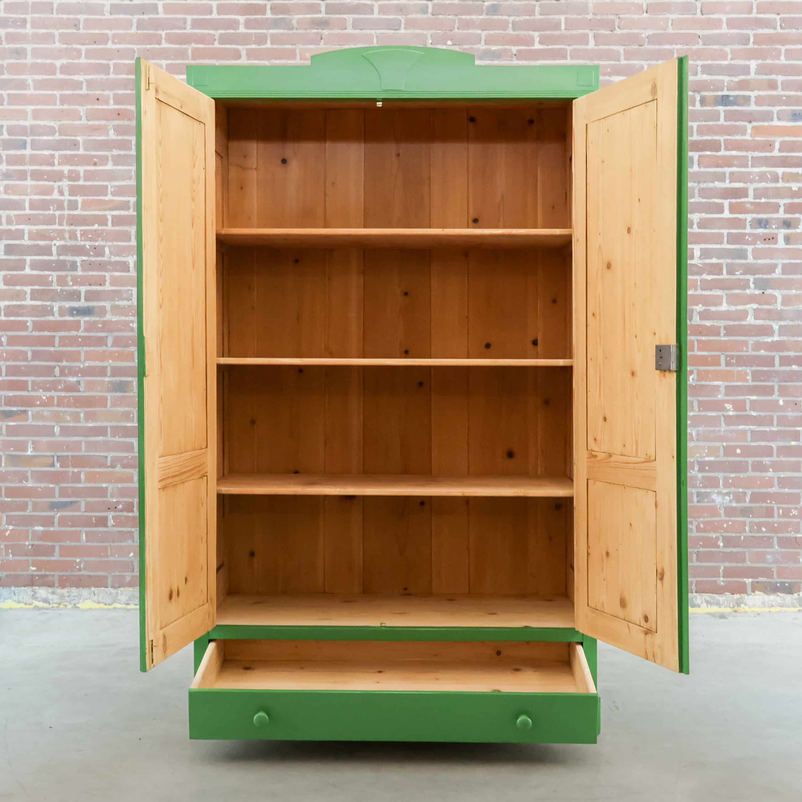 Brocante groene linnenkast – Bild 2