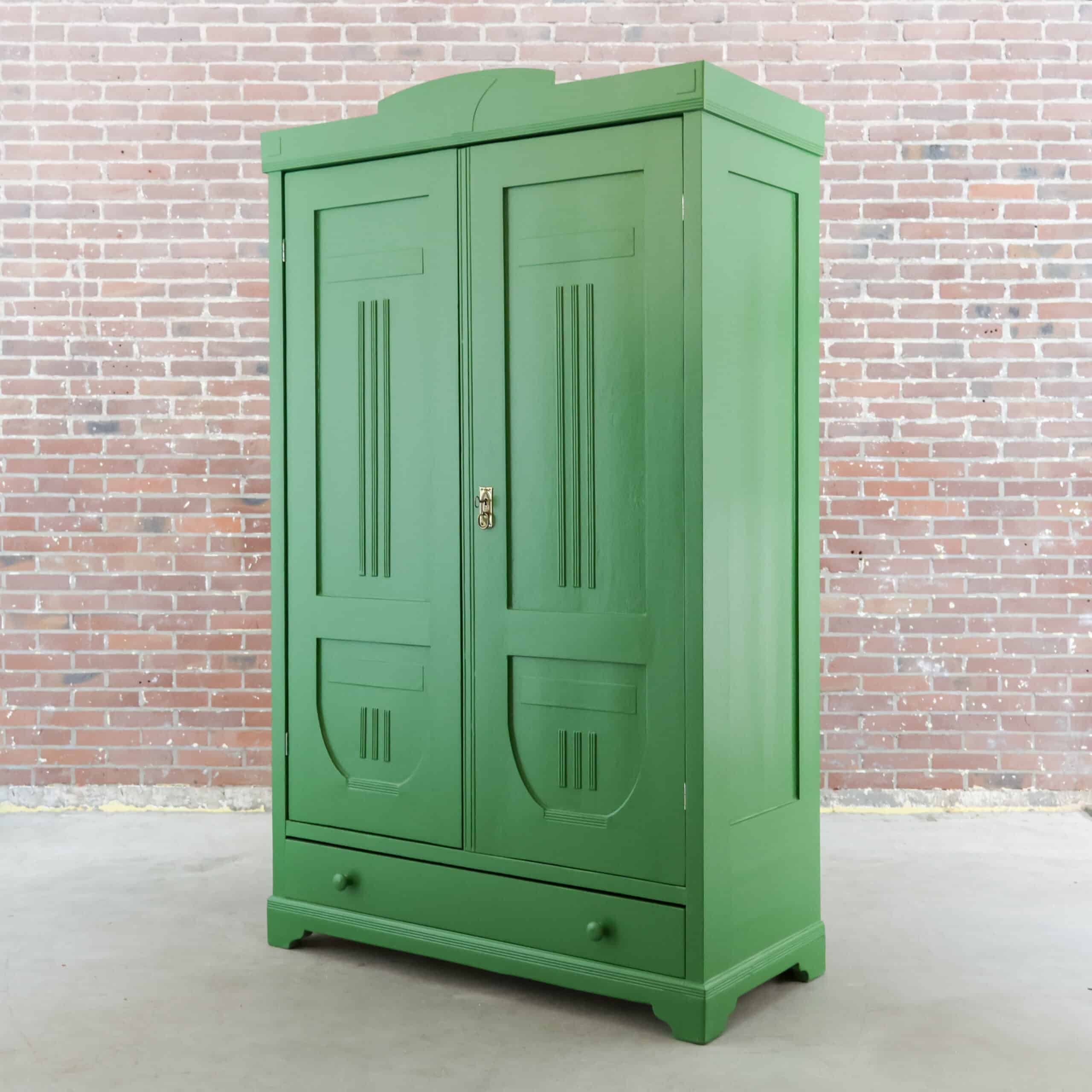 Brocante groene linnenkast – Bild 8