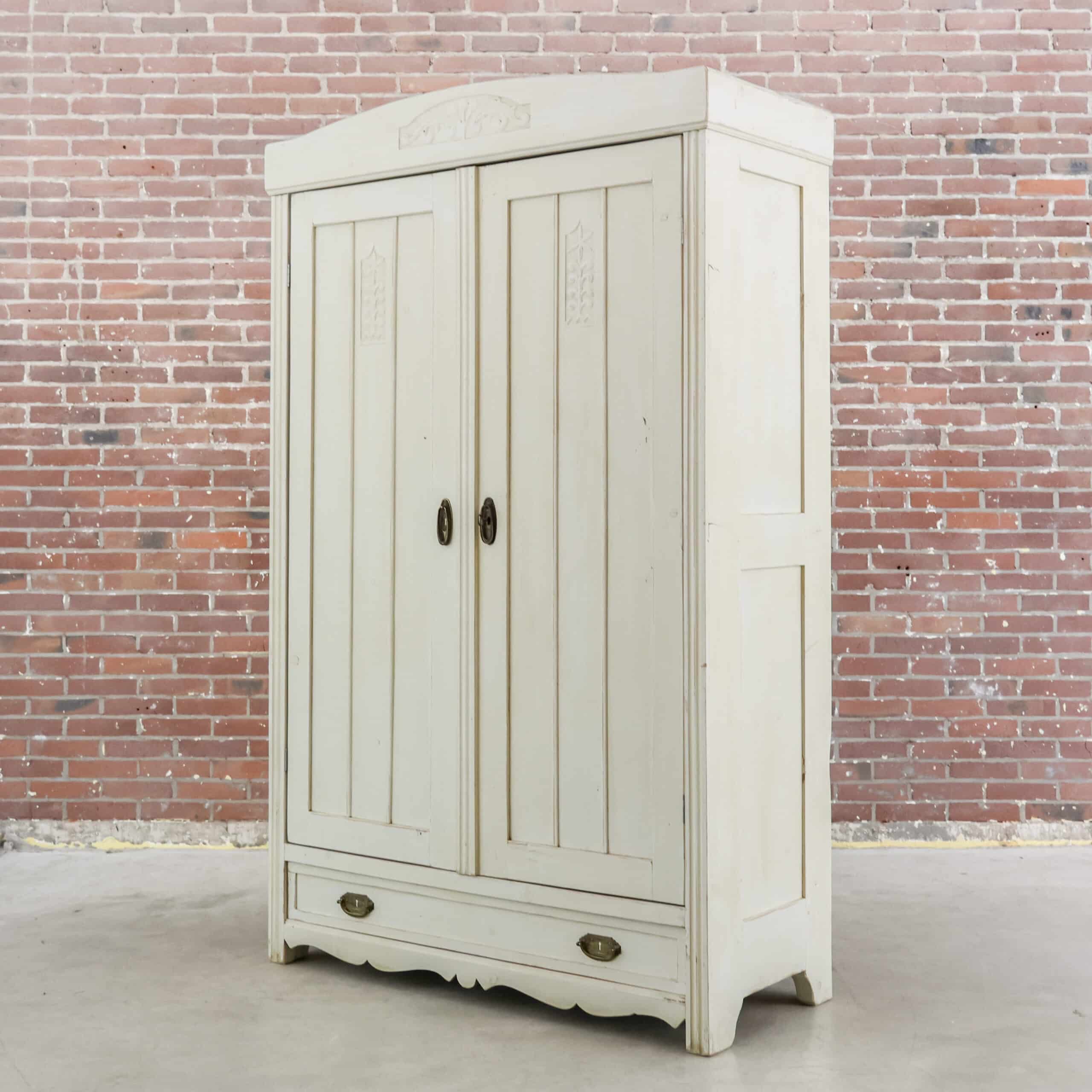 Brocante crème linnenkast - Afbeelding 8