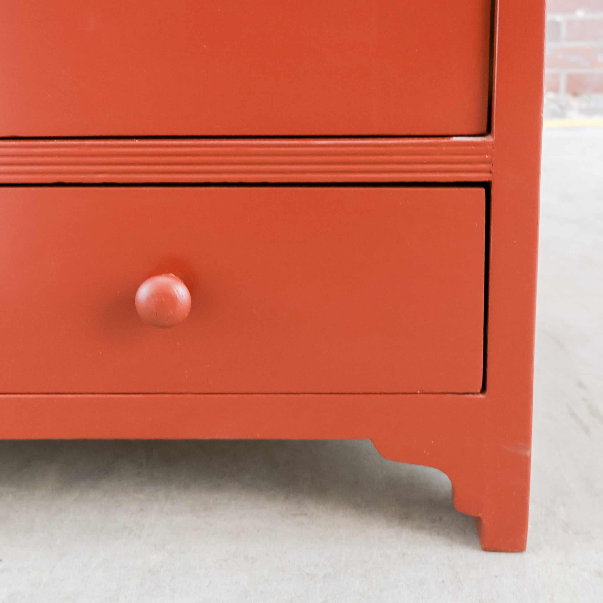 Brocante rode vitrinekast - Afbeelding 6