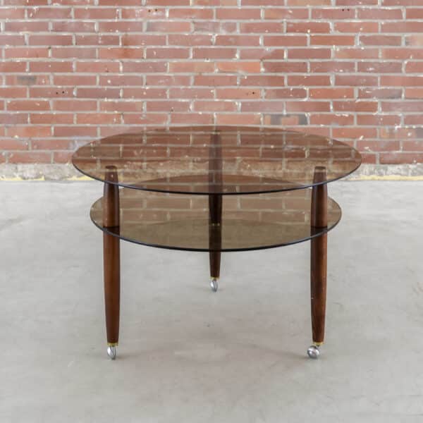 Vintage ronde tafel met rookglas