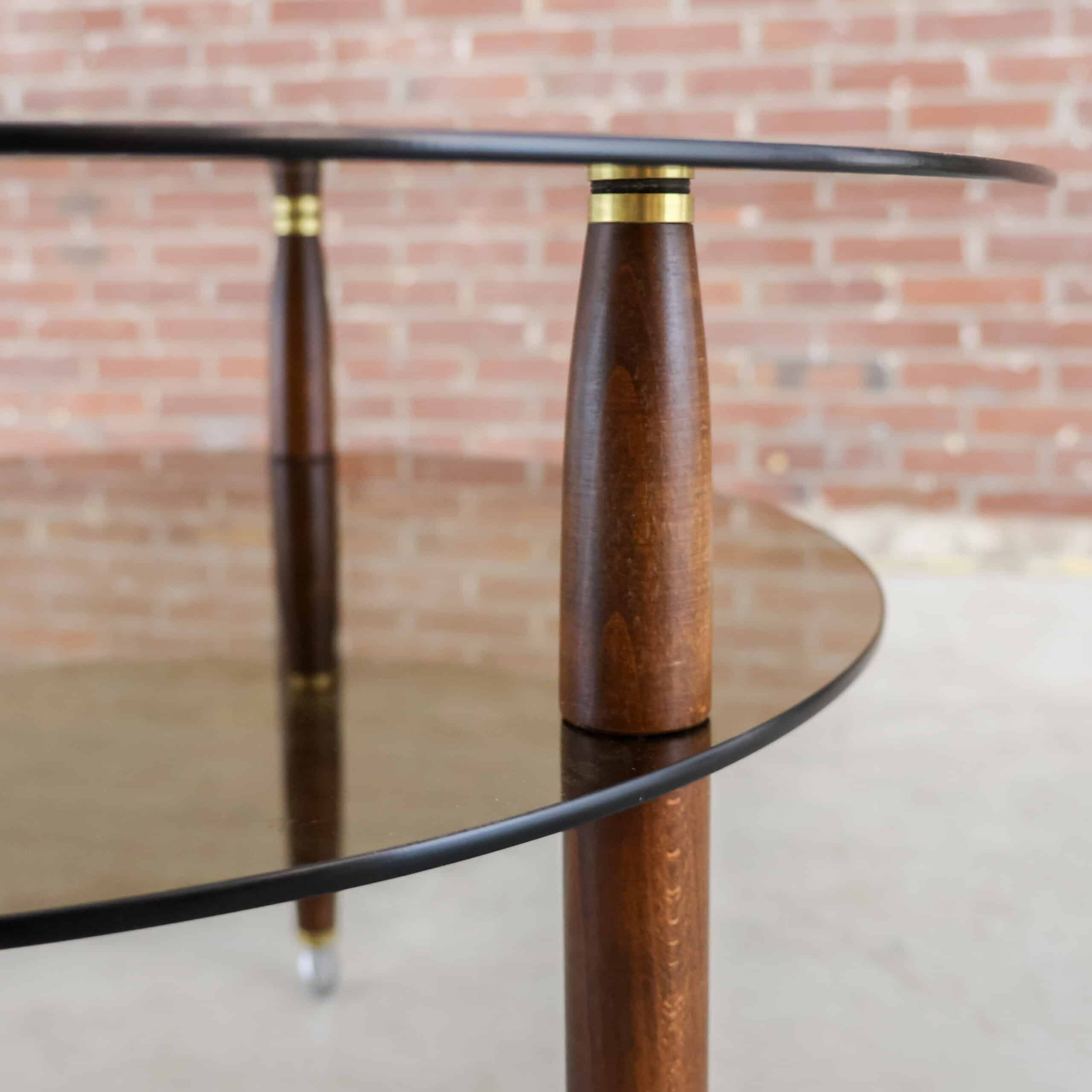Vintage ronde tafel met rookglas - Image 4