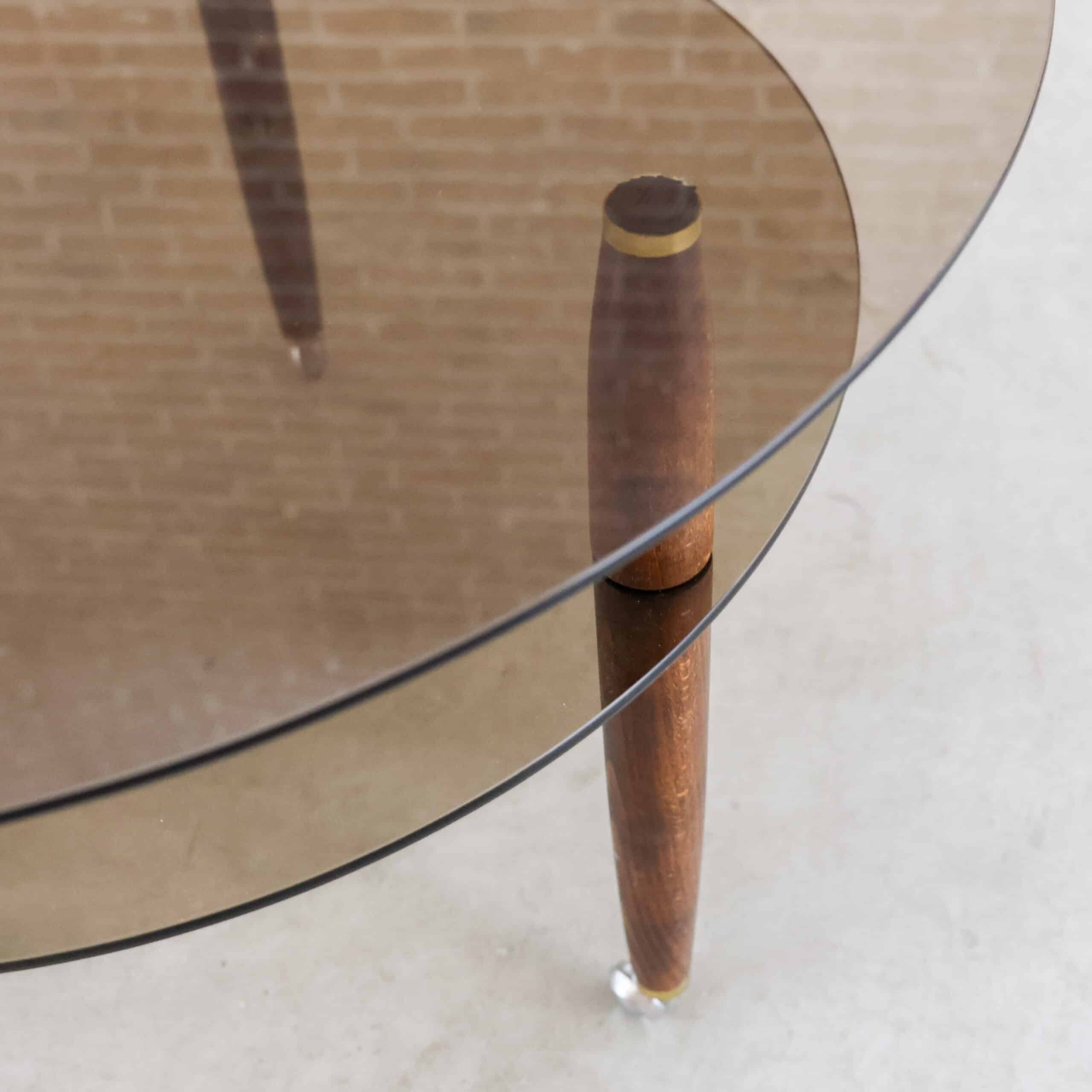 Vintage ronde tafel met rookglas - Image 3
