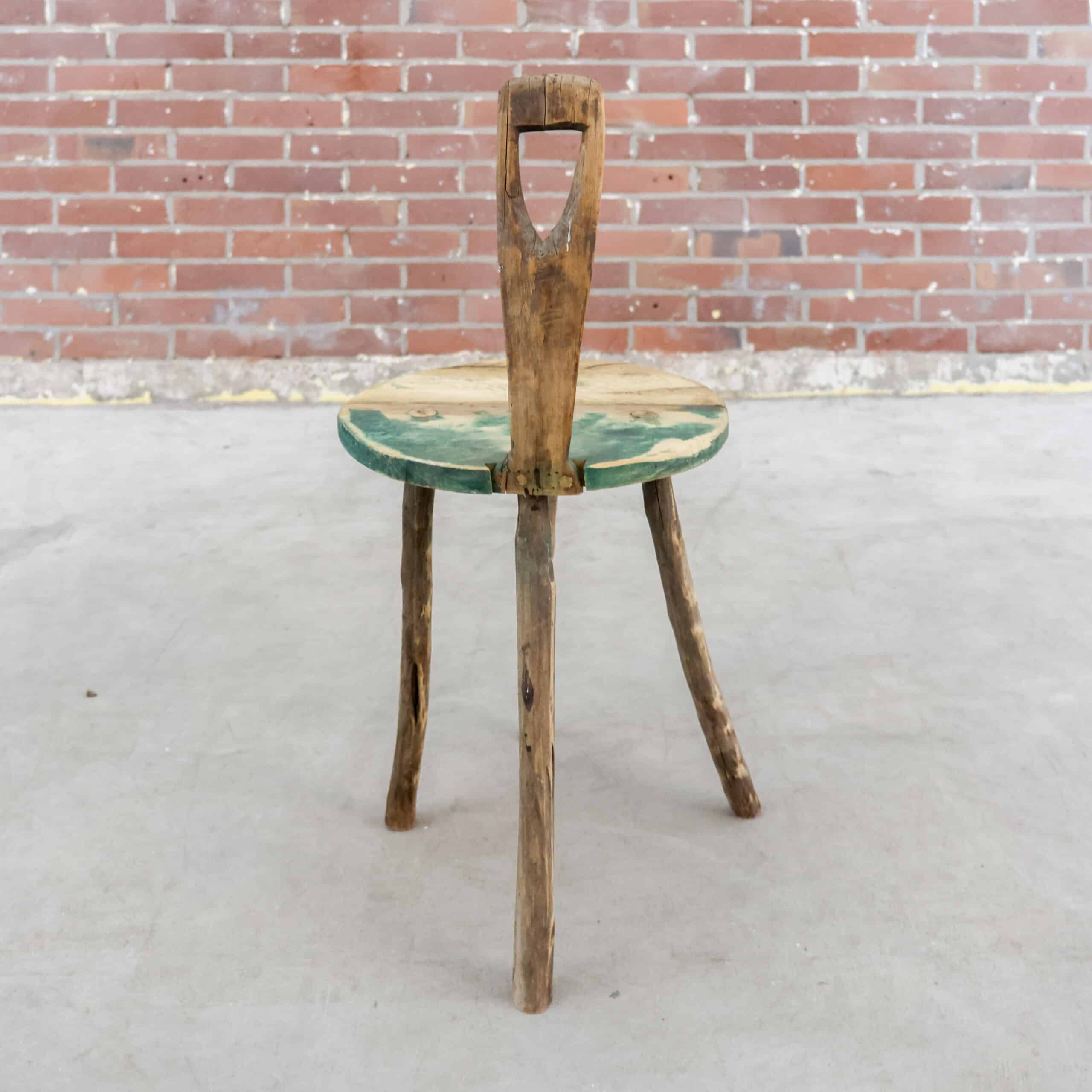 Rustieke houten melkkruk - Afbeelding 5