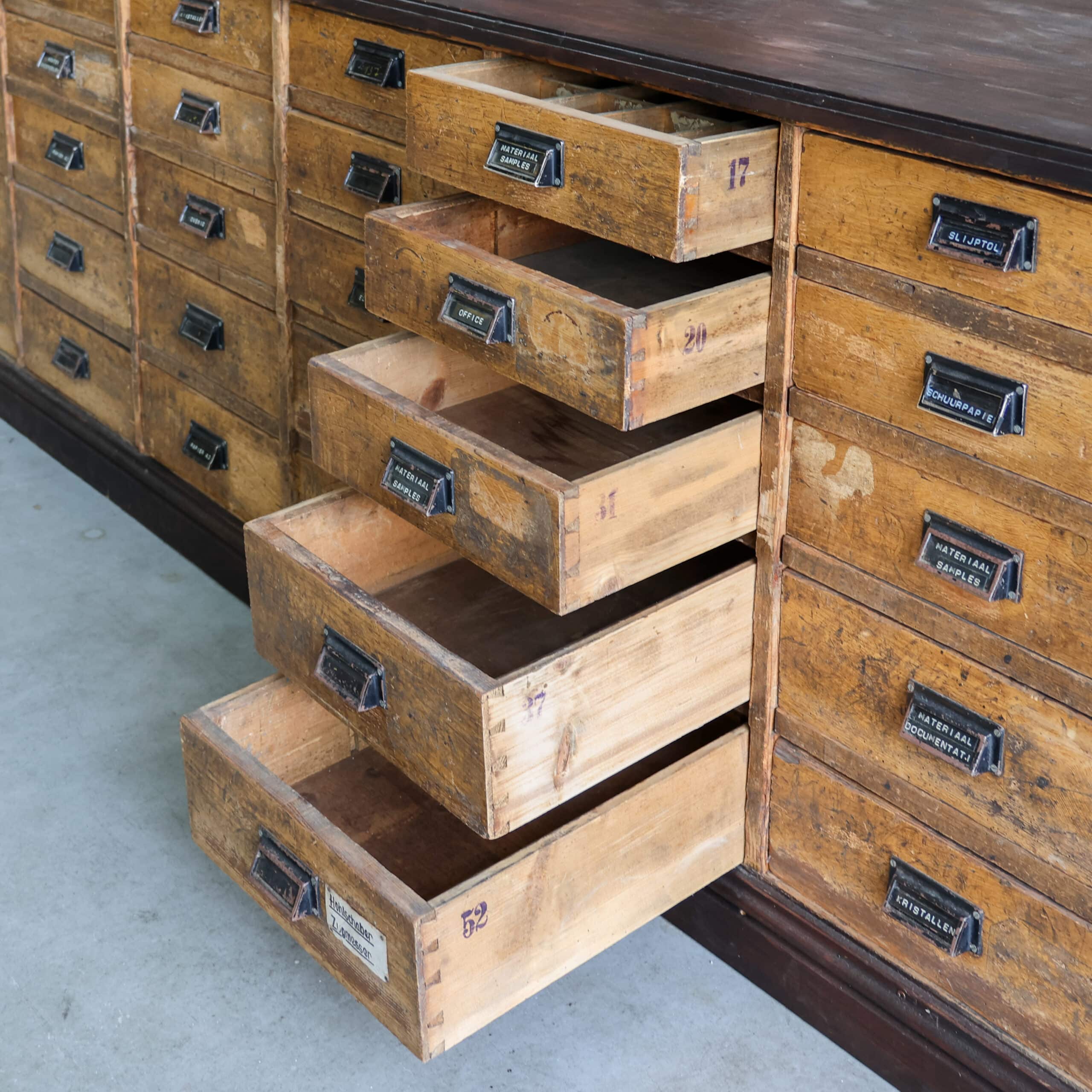 Authentieke apothekers/archiefkast - 4,5 meter - Afbeelding 8