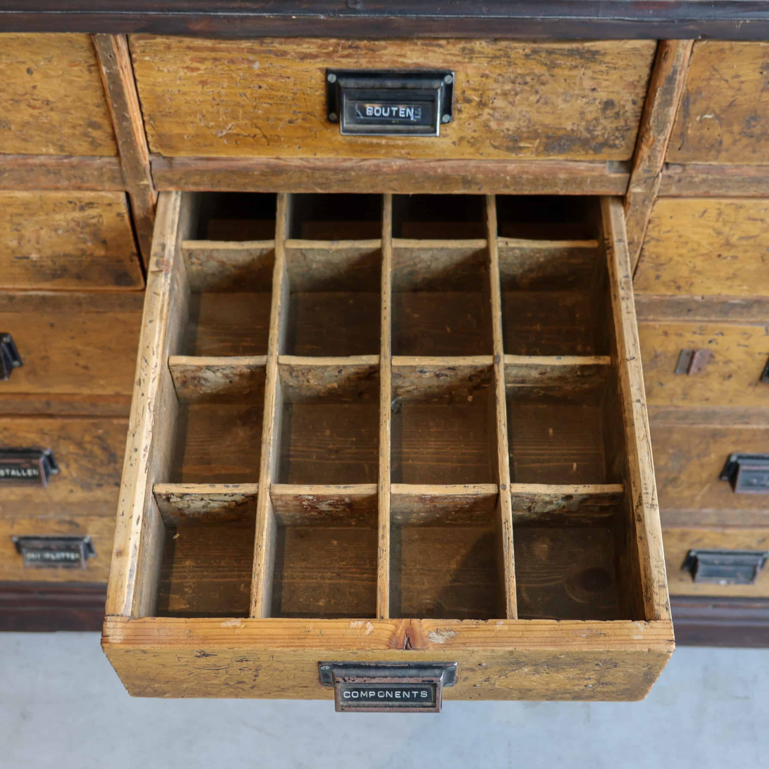 Authentieke apothekers/archiefkast - 4,5 meter - Afbeelding 11