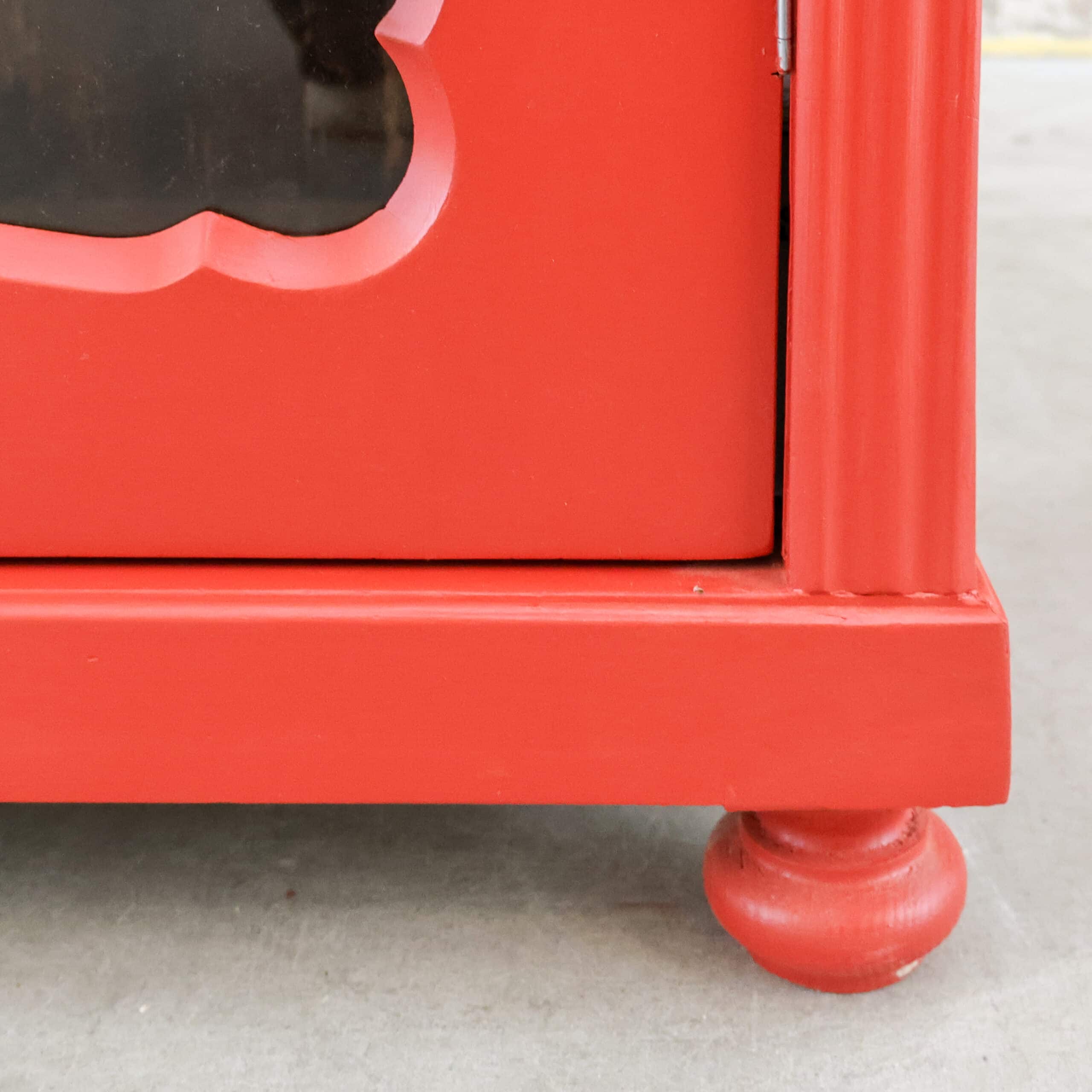 Brocante rode vitrinekast - Afbeelding 7