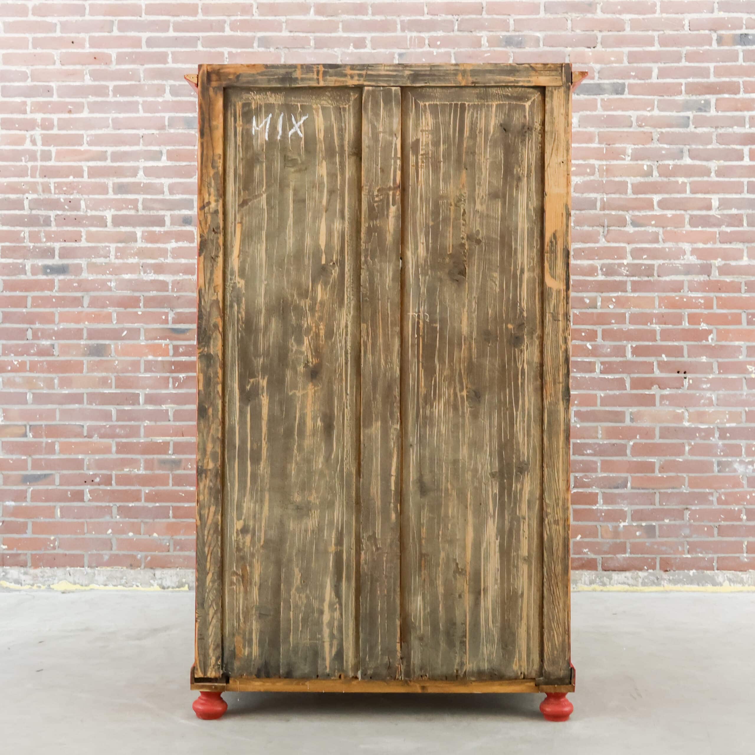 Brocante rode vitrinekast - Afbeelding 9
