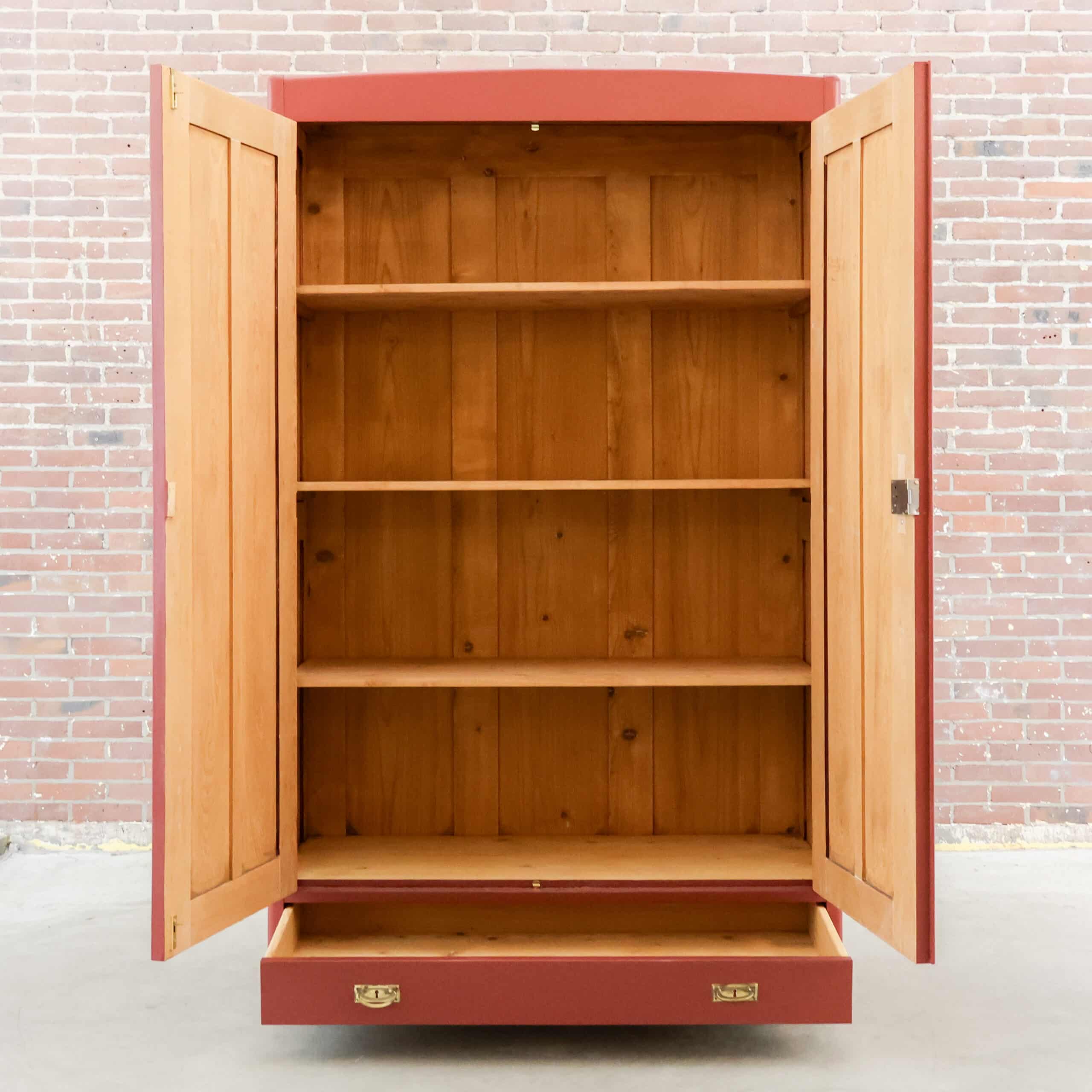 Brocante rode linnenkast – Bild 2