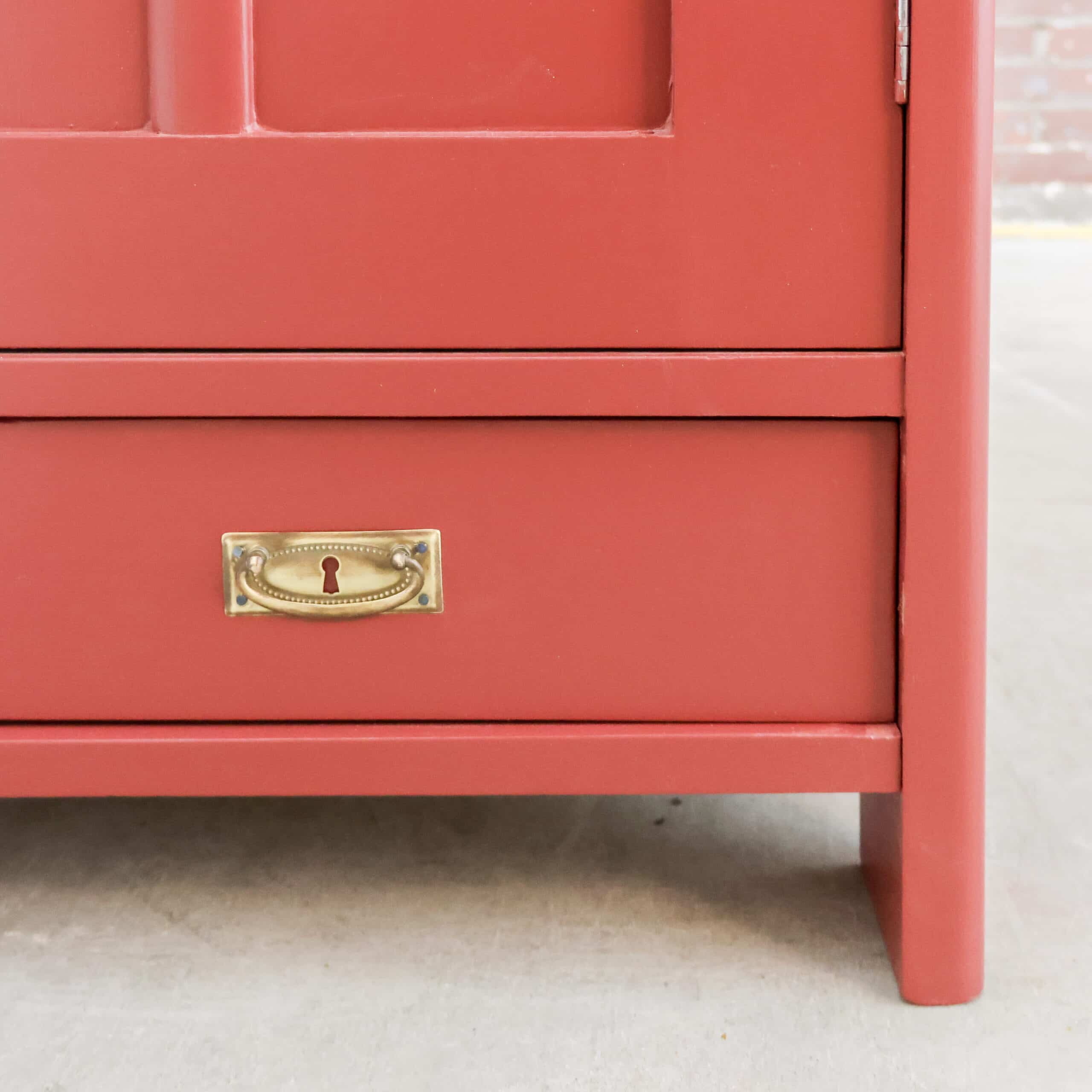 Brocante rode linnenkast – Bild 6