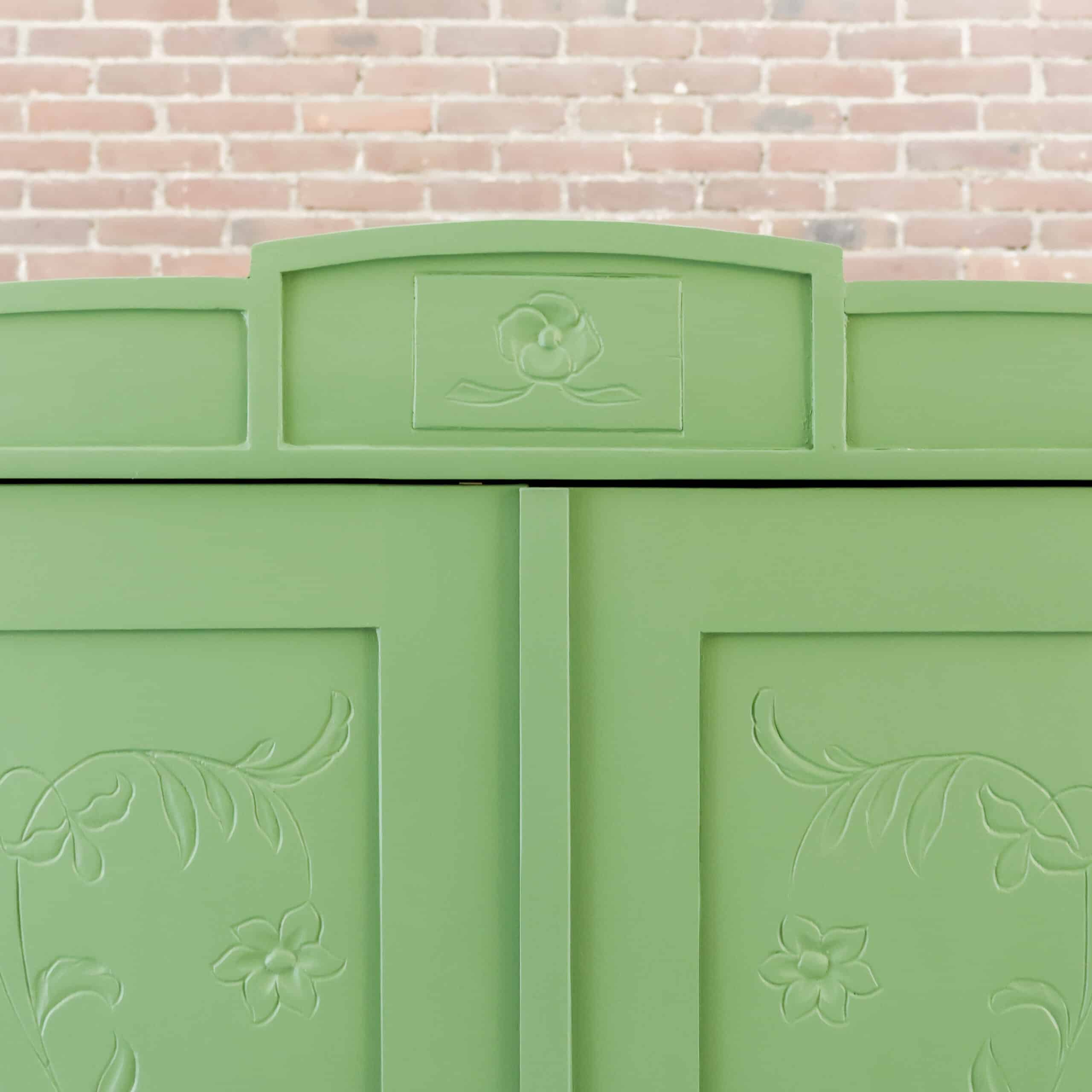 Brocante groene linnenkast - Afbeelding 3