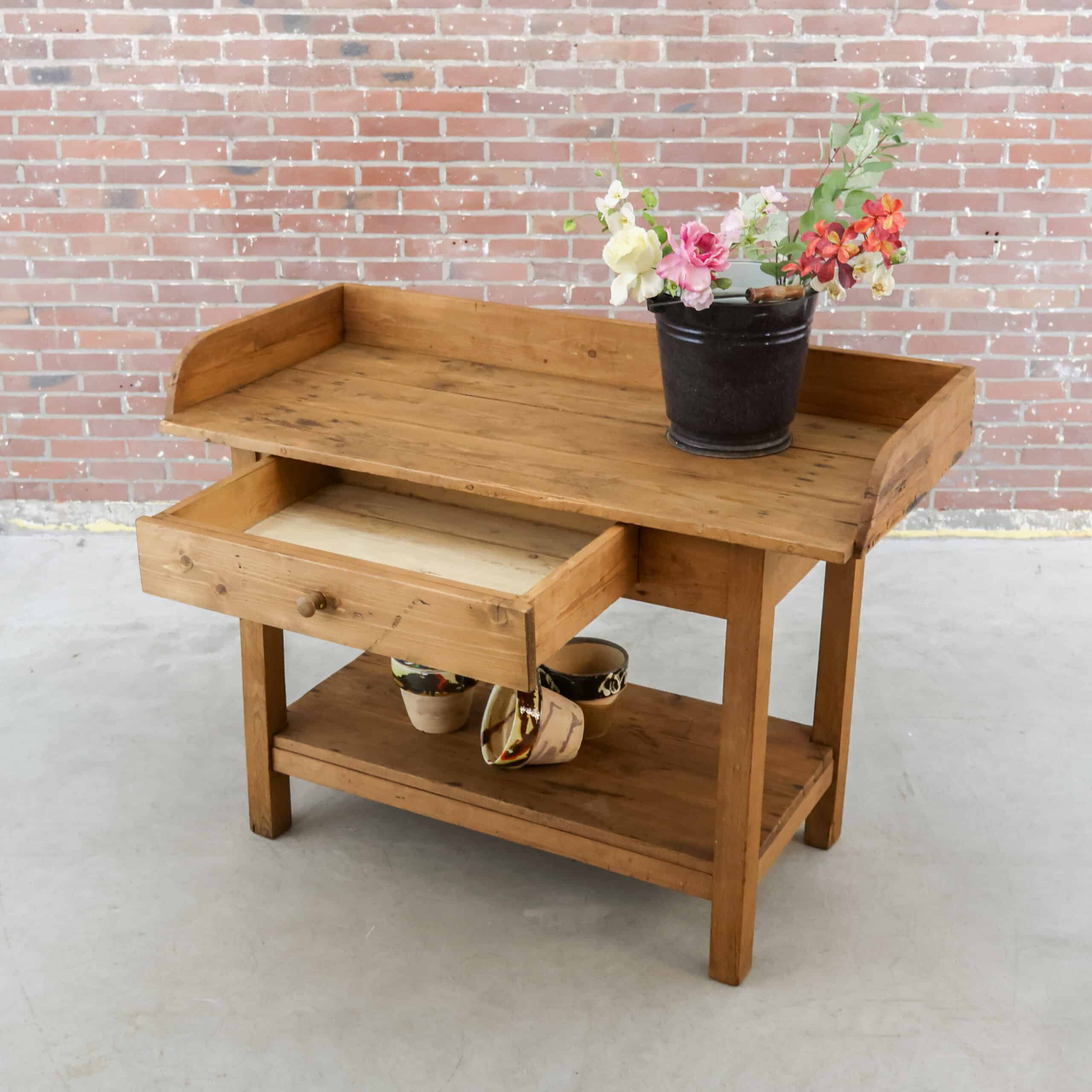 Brocante oppottafel/werktafel - Afbeelding 2