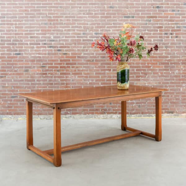 vintage tafel, houten tafel, eettafel, honingbruin, retro, landelijk, rustiek, vintage meubels, houten eettafel, boerderijtafel